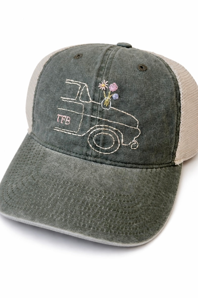 Hand Embroidered Truck Hat