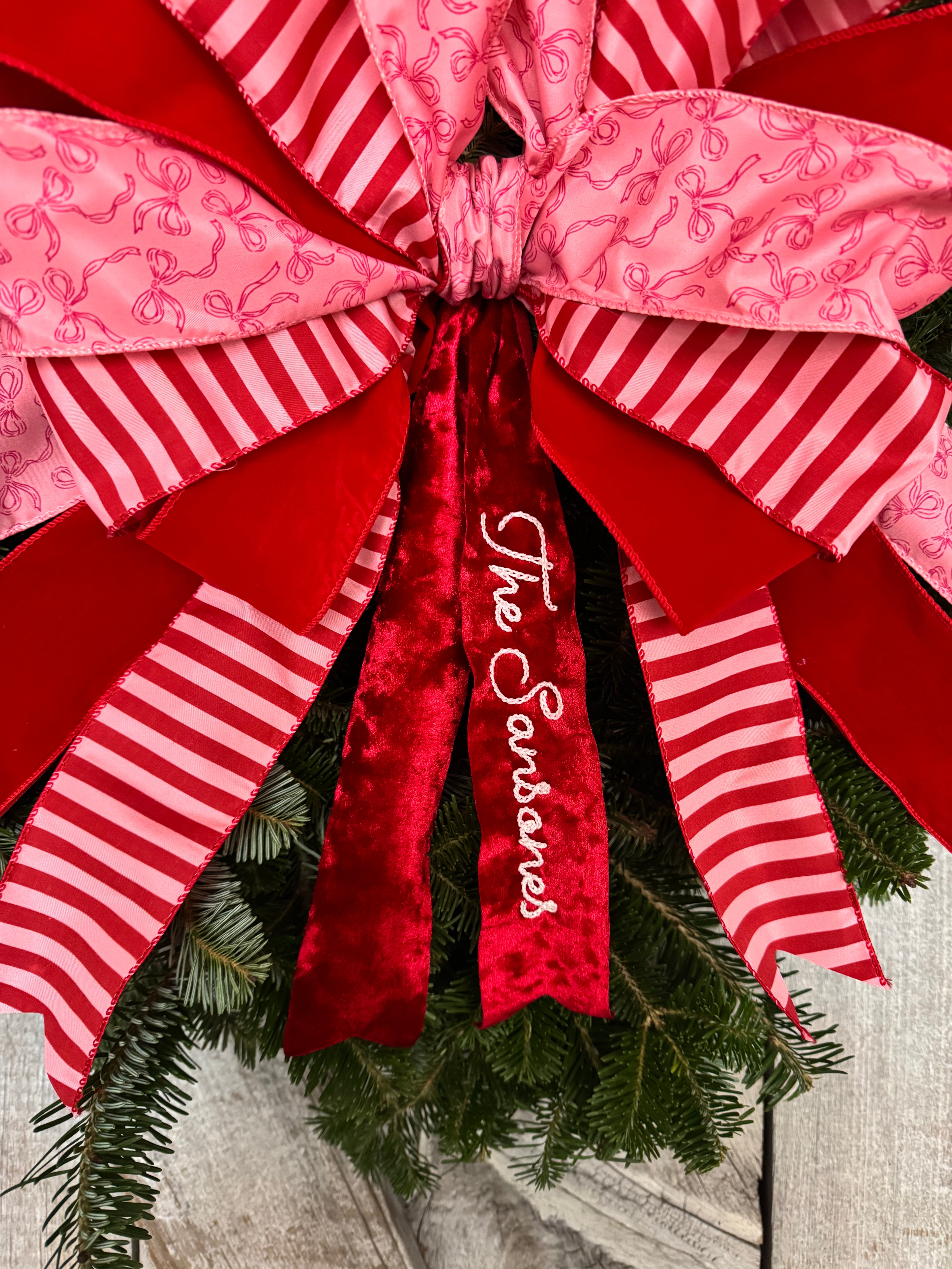 Stripe Bow Velvet Wreath