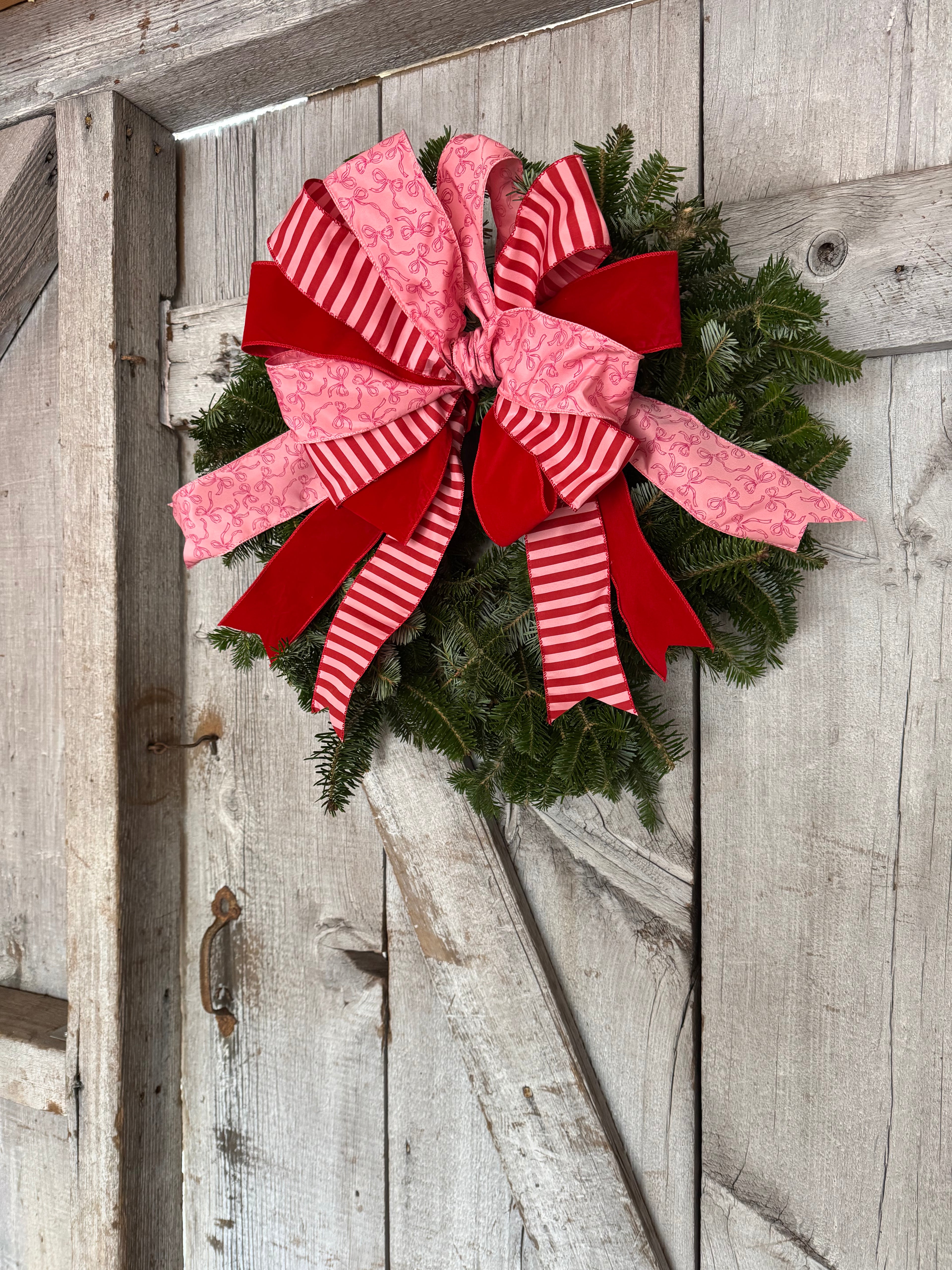 Stripe Bow Velvet Wreath