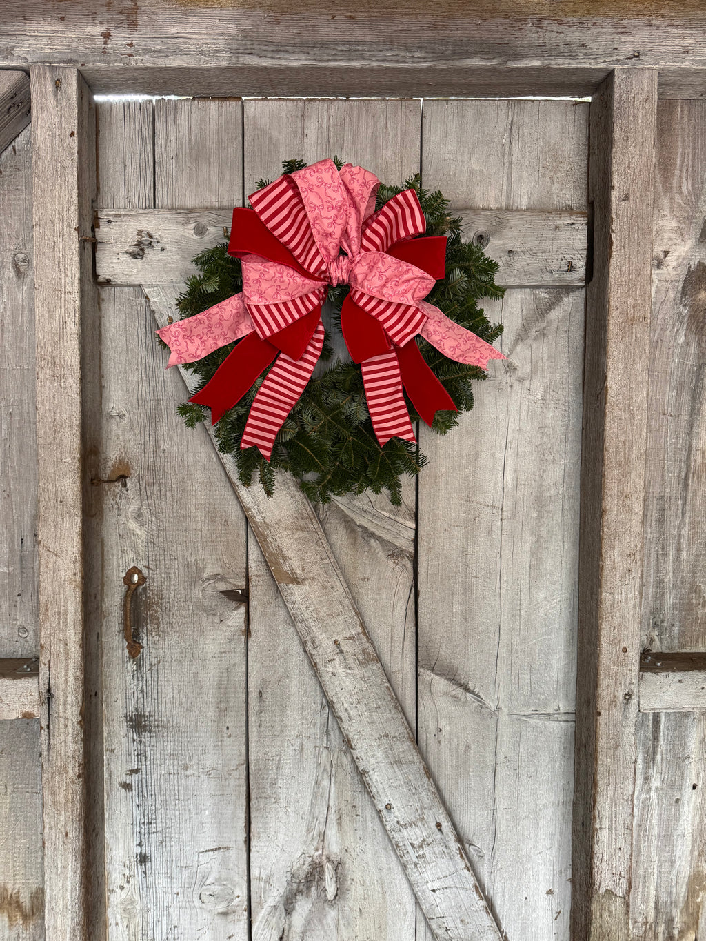 Stripe Bow Velvet Wreath