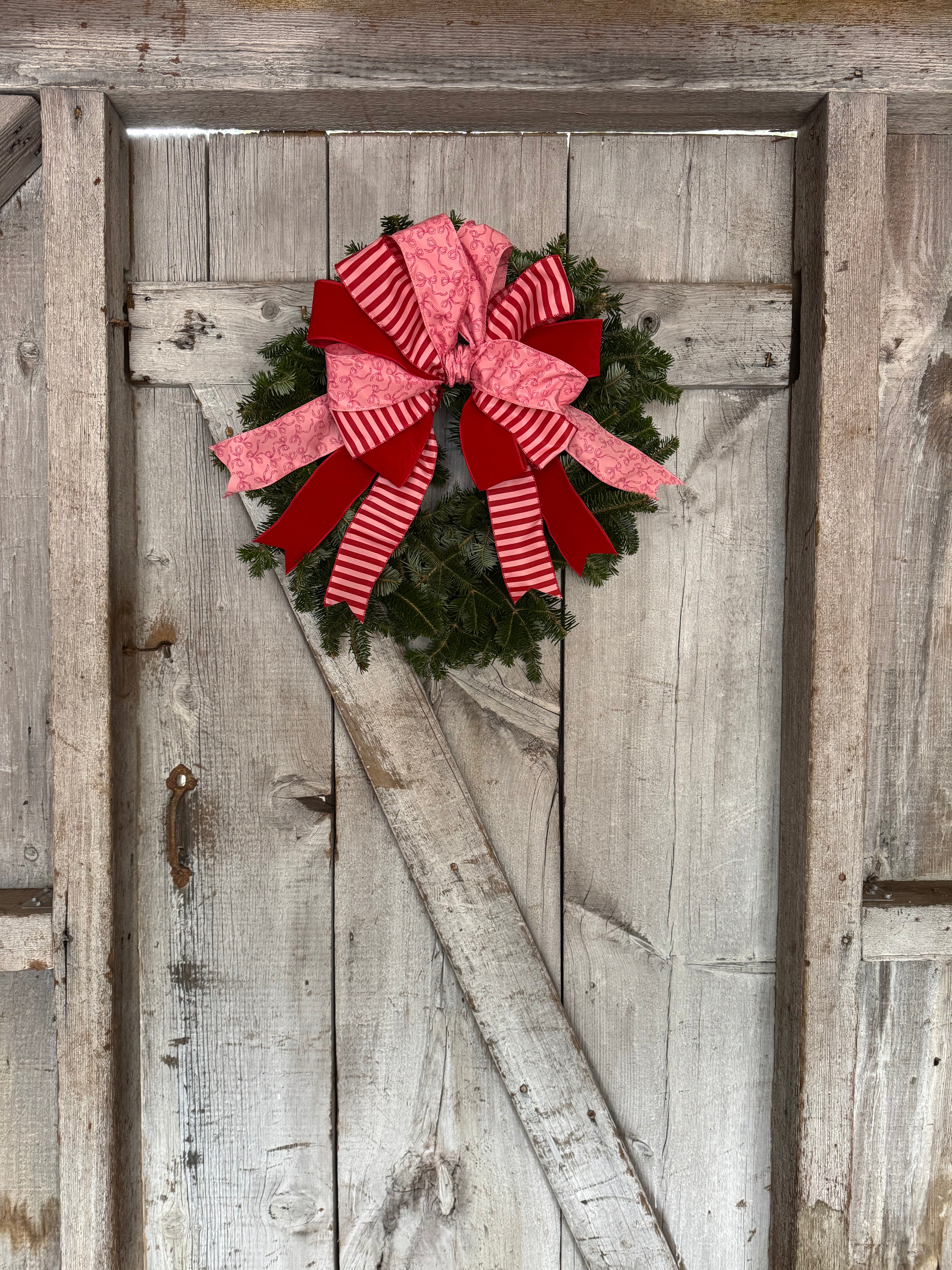 Stripe Bow Velvet Wreath