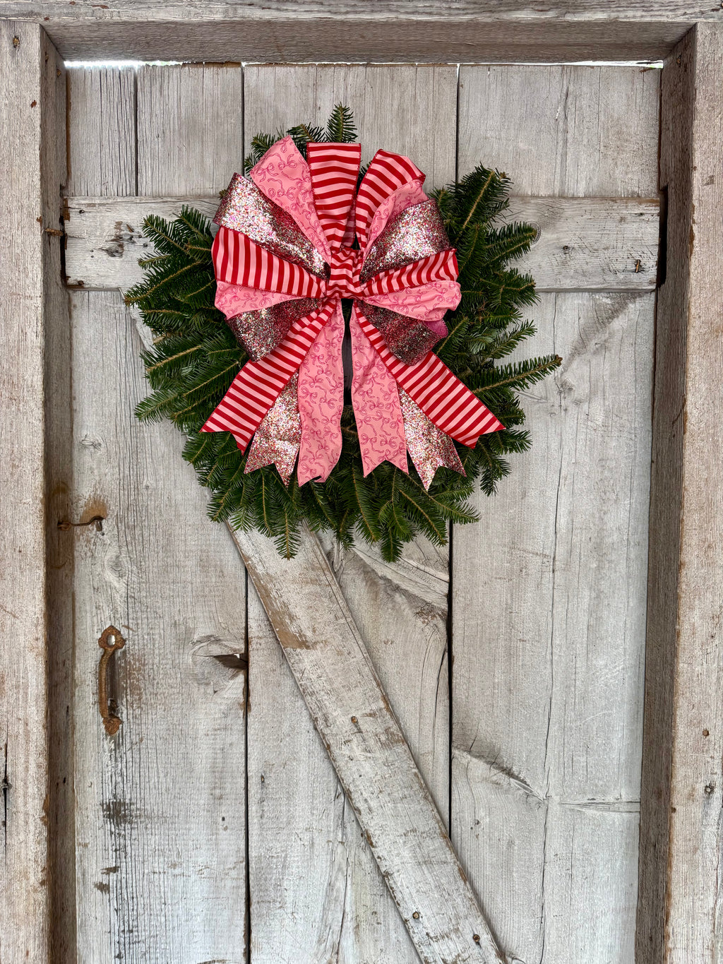 Glitter Bow Stripe Wreath