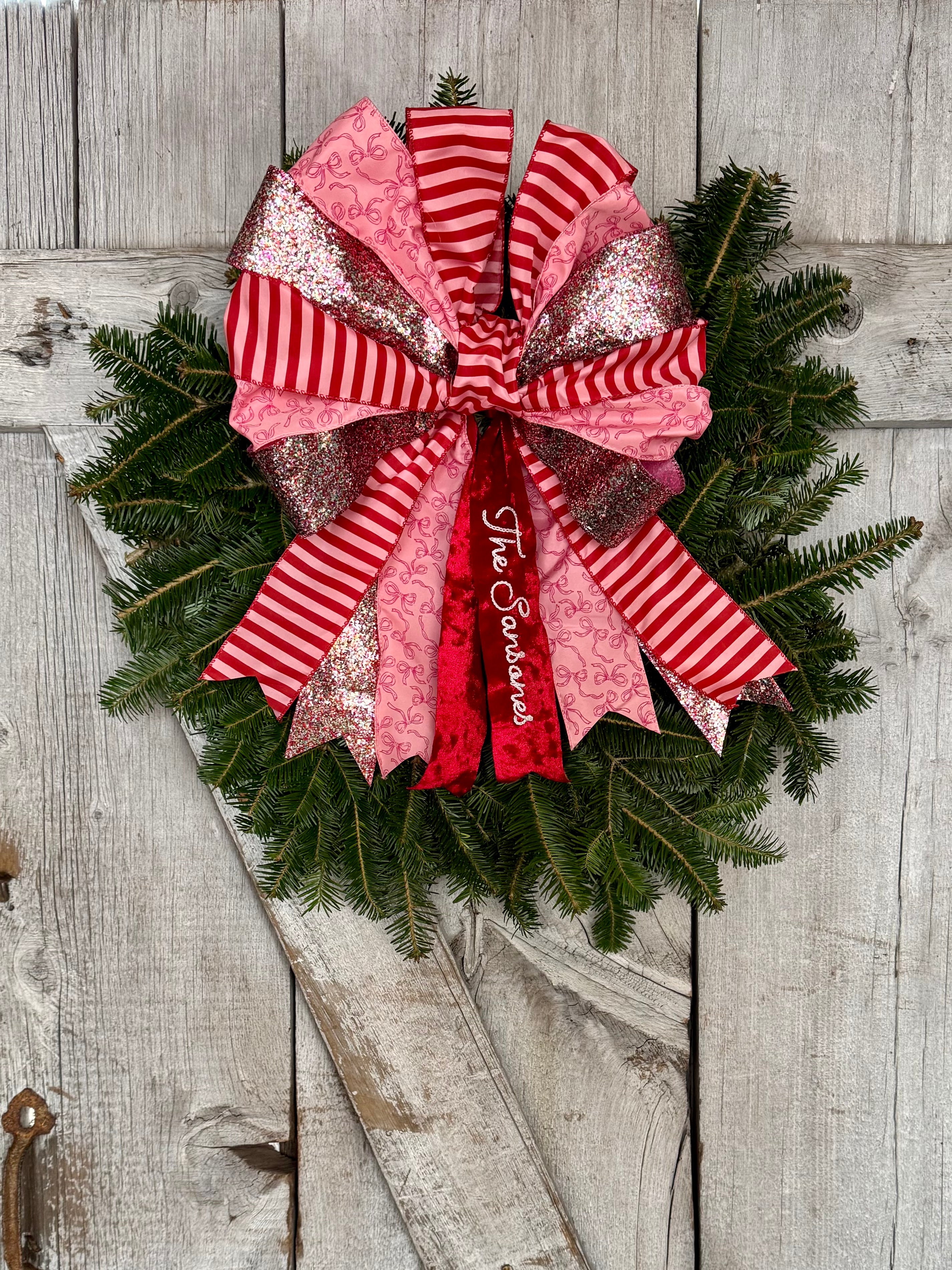 Glitter Bow Stripe Wreath
