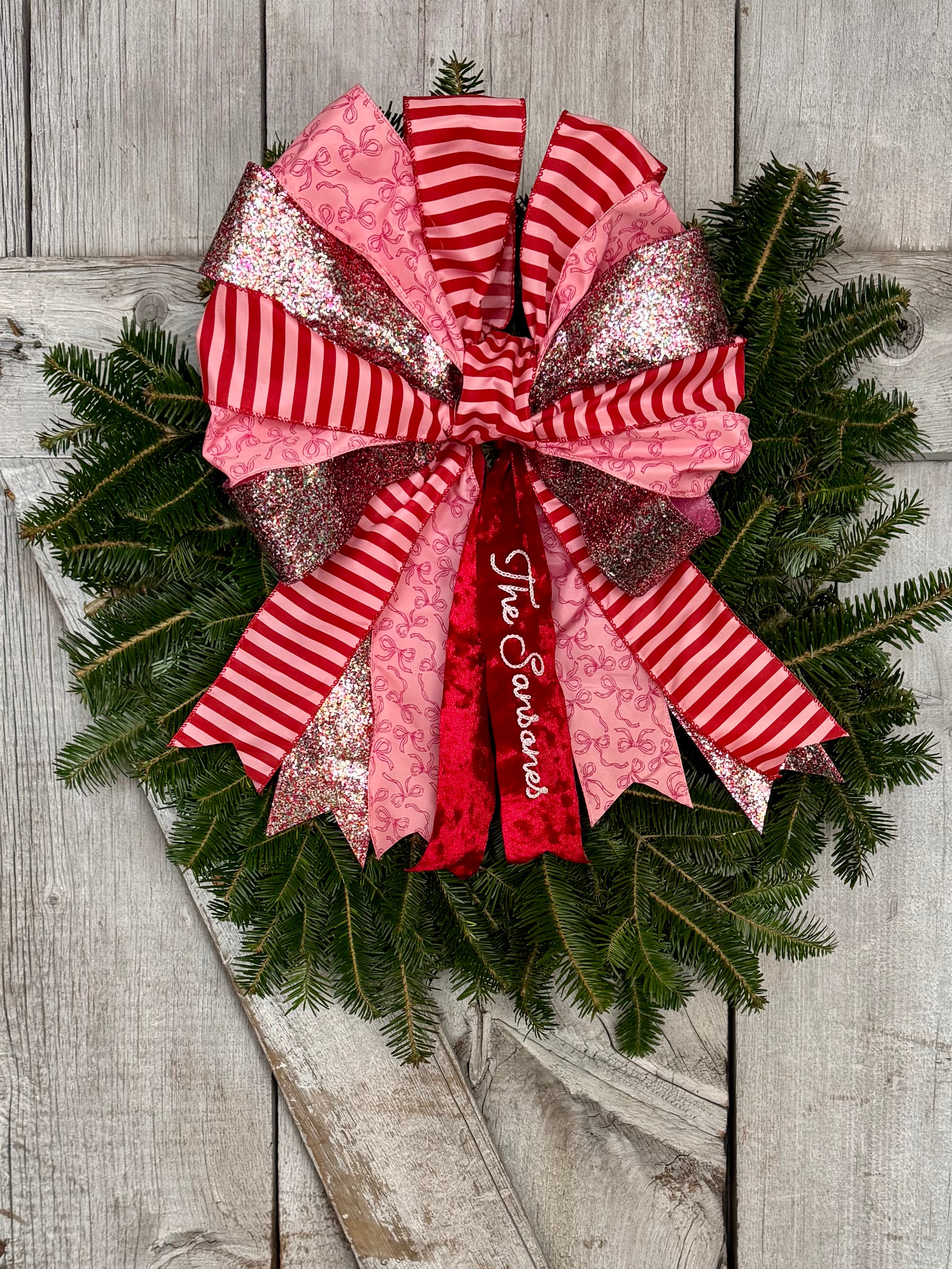 Glitter Bow Stripe Wreath