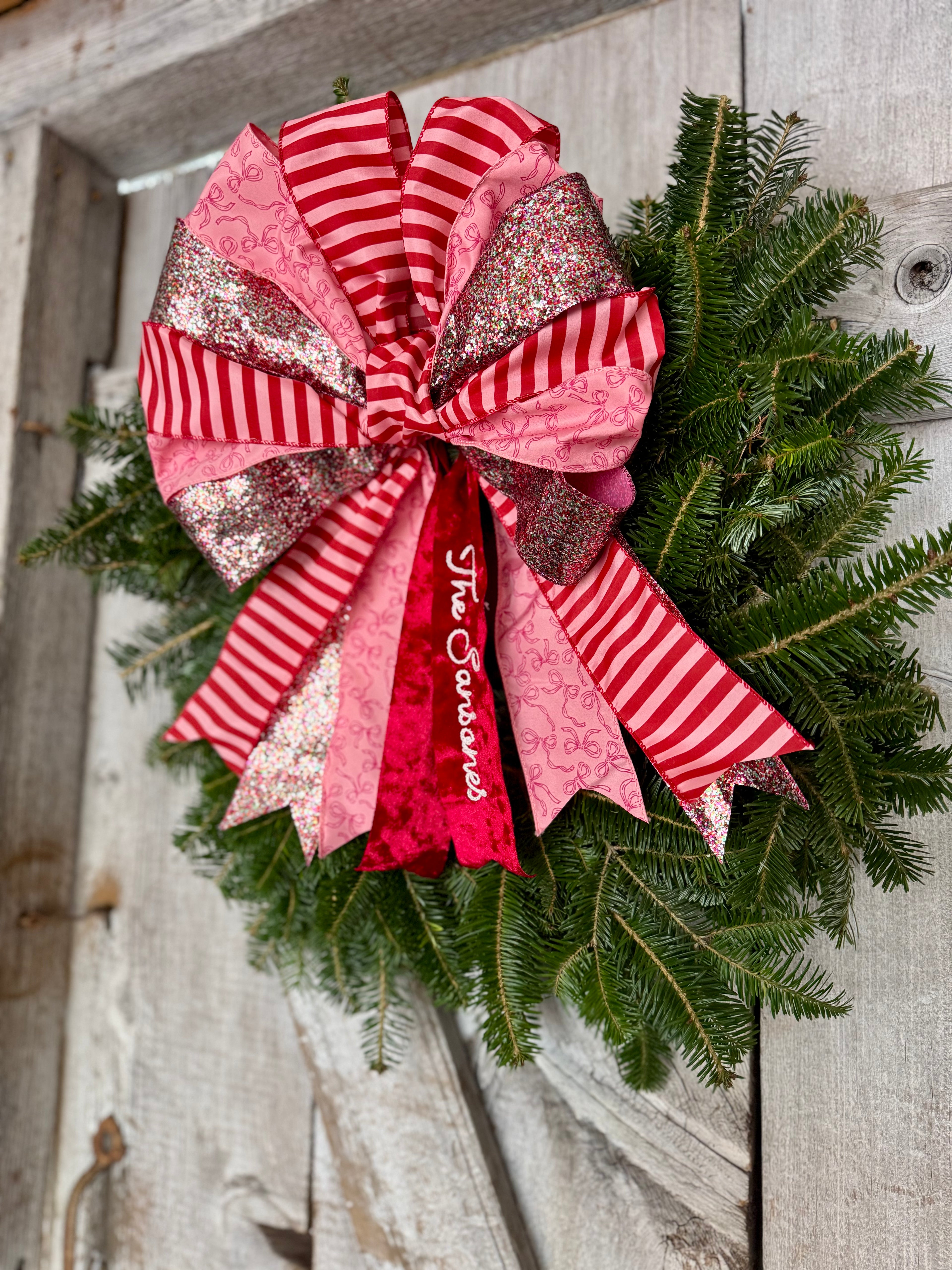 Glitter Bow Stripe Wreath