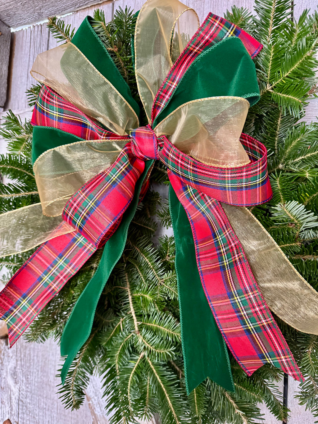 Gold Velvet Plaid Wreath