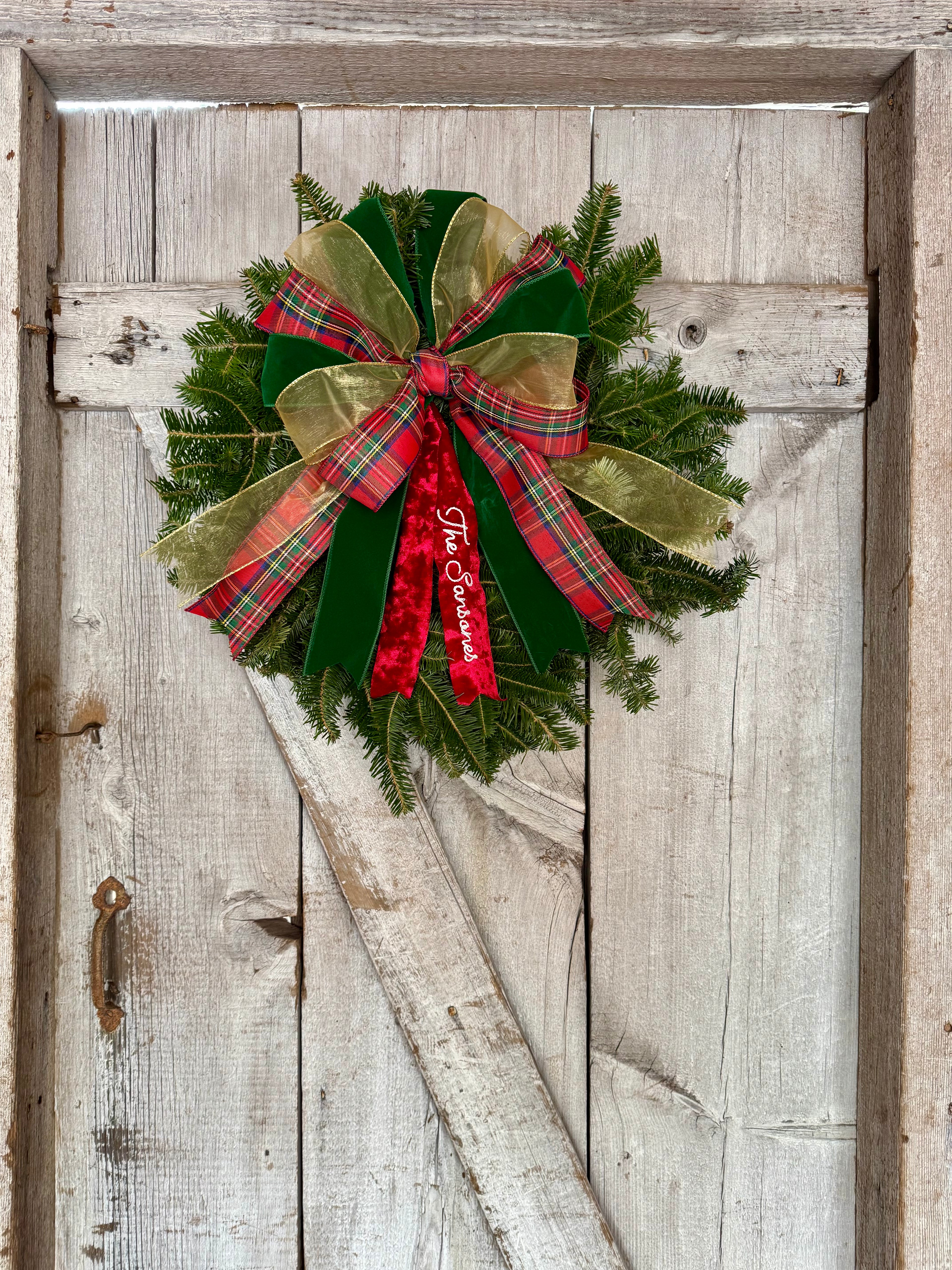 Gold Velvet Plaid Wreath