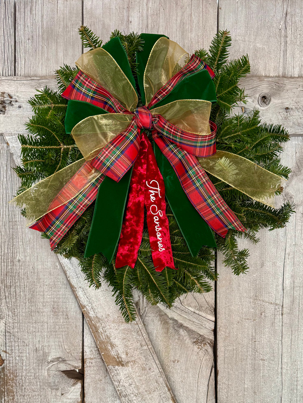 Gold Velvet Plaid Wreath