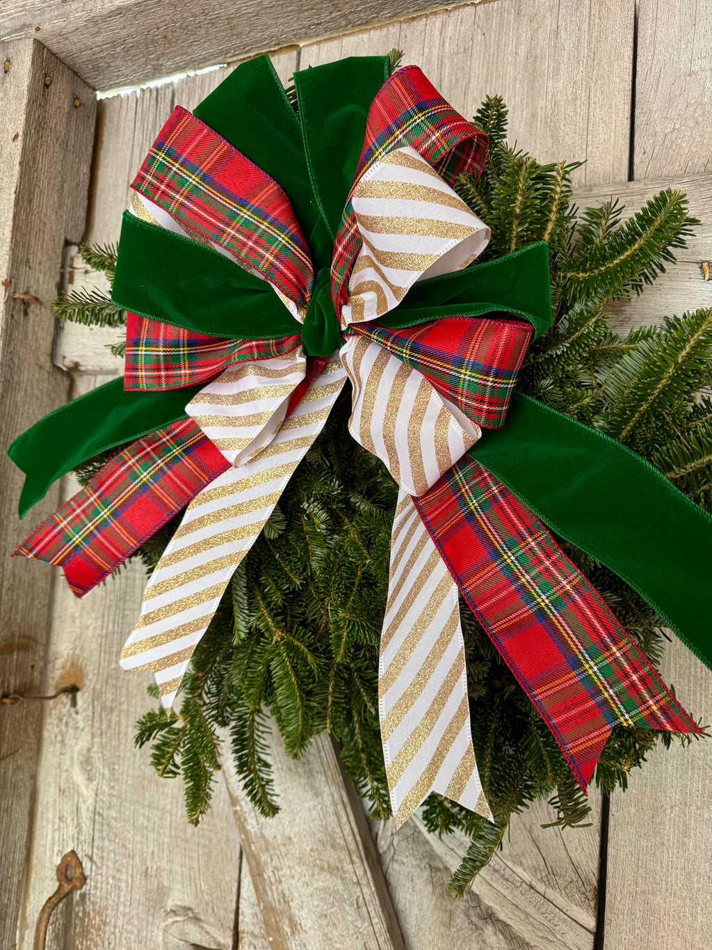 Velvet Stripe Plaid Wreath