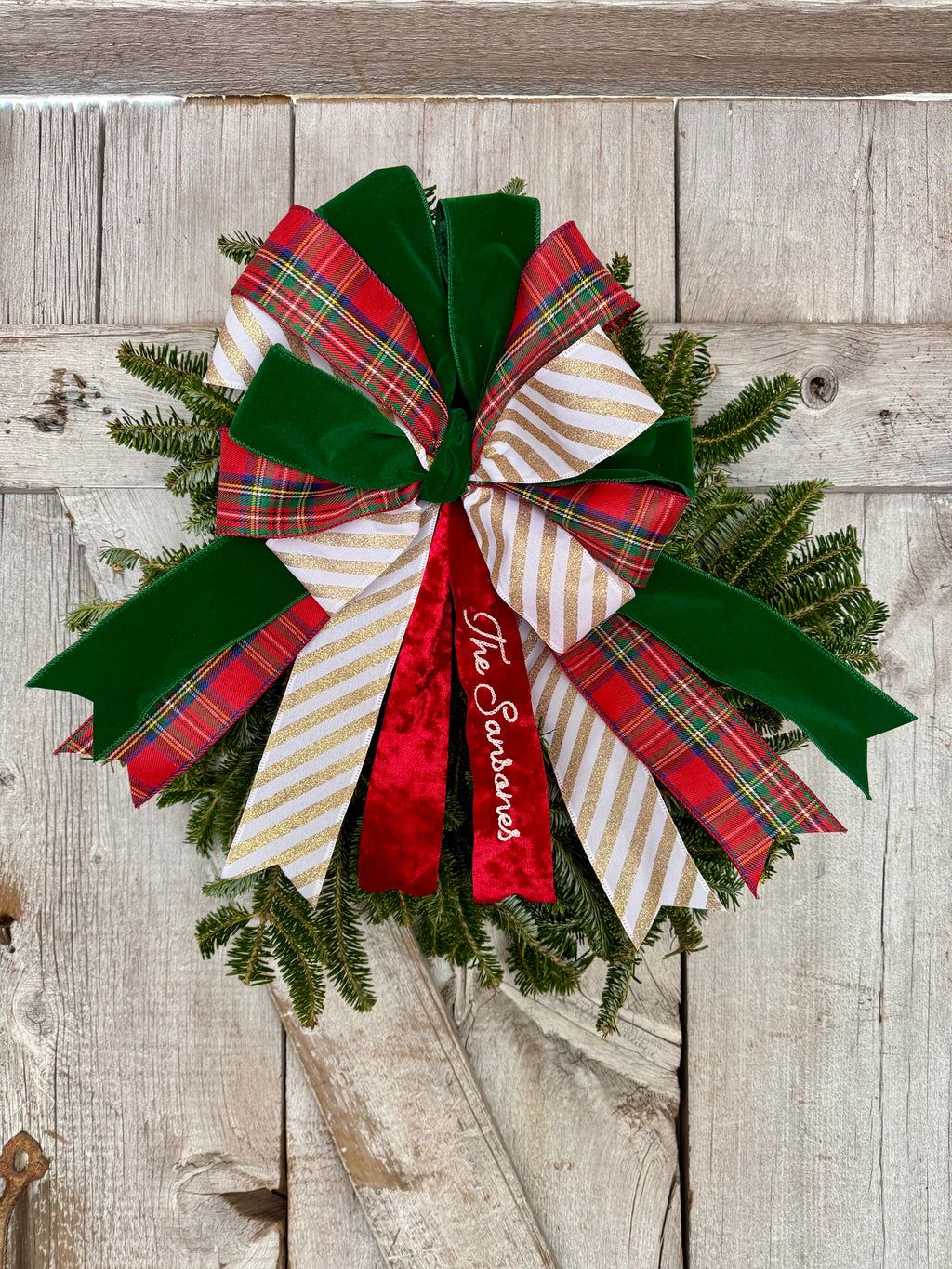 Velvet Stripe Plaid Wreath