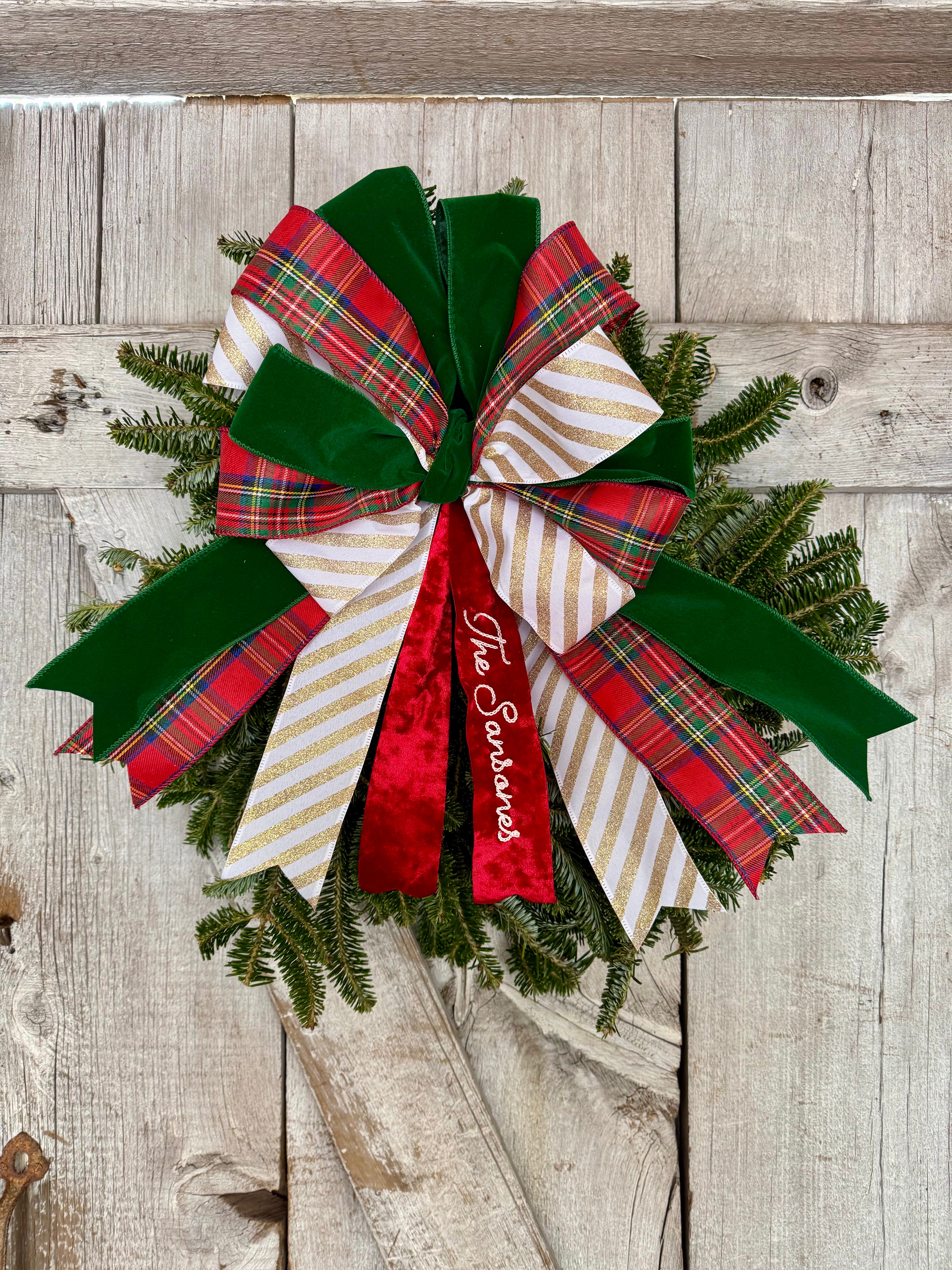 Velvet Stripe Plaid Wreath