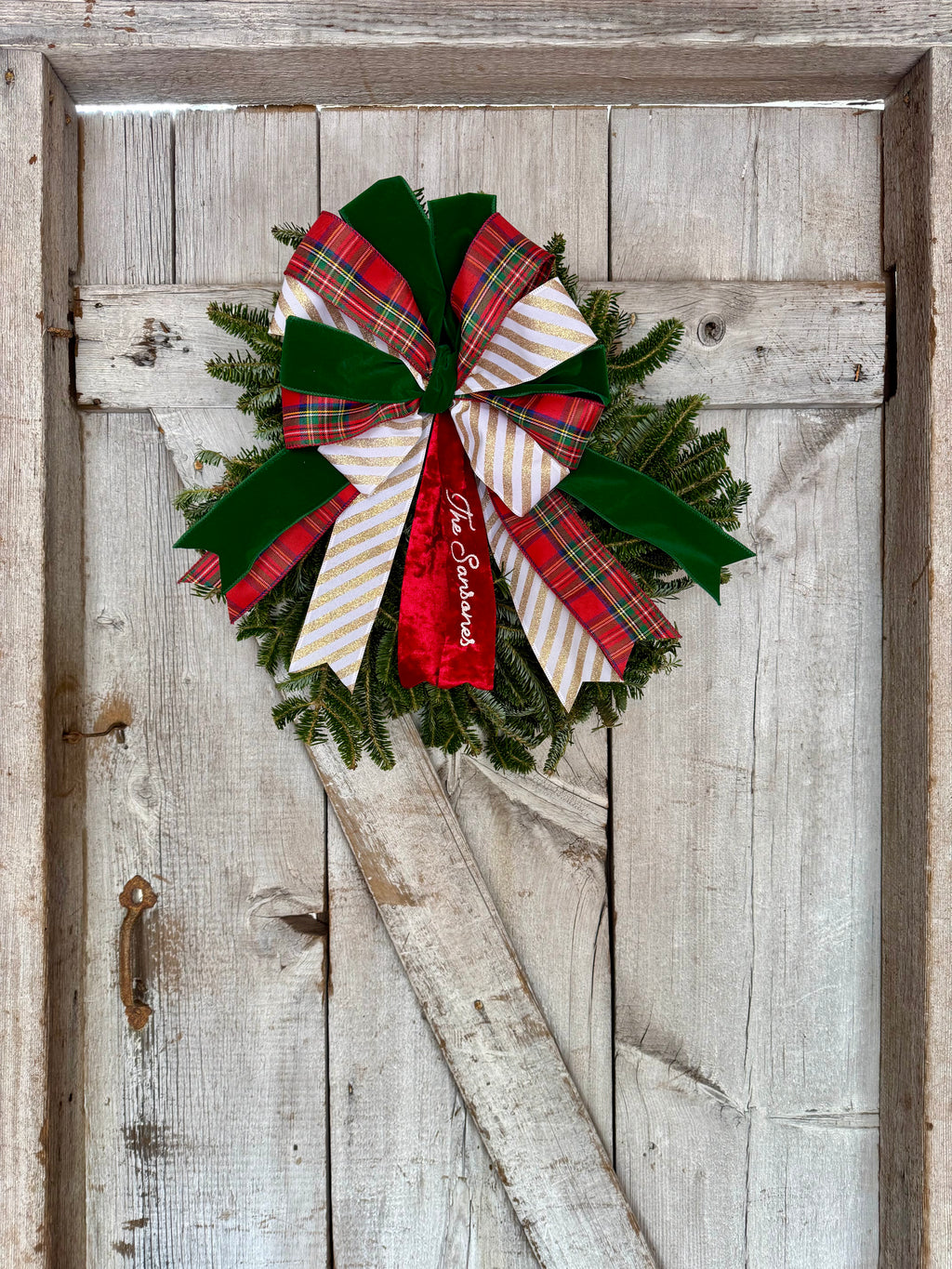 Velvet Stripe Plaid Wreath