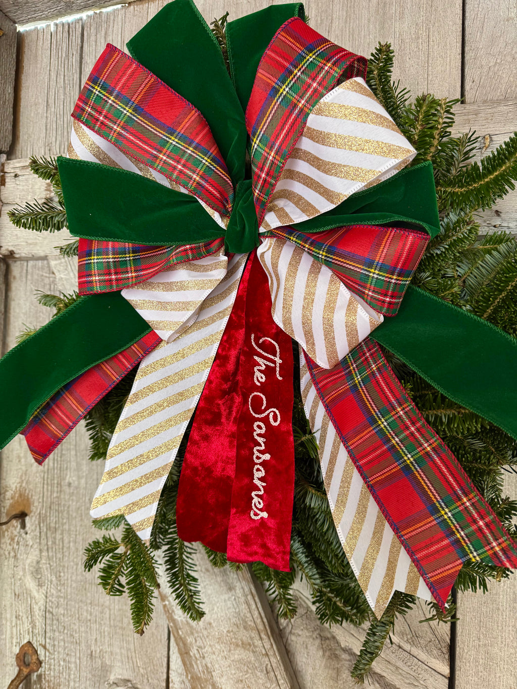 Velvet Stripe Plaid Wreath