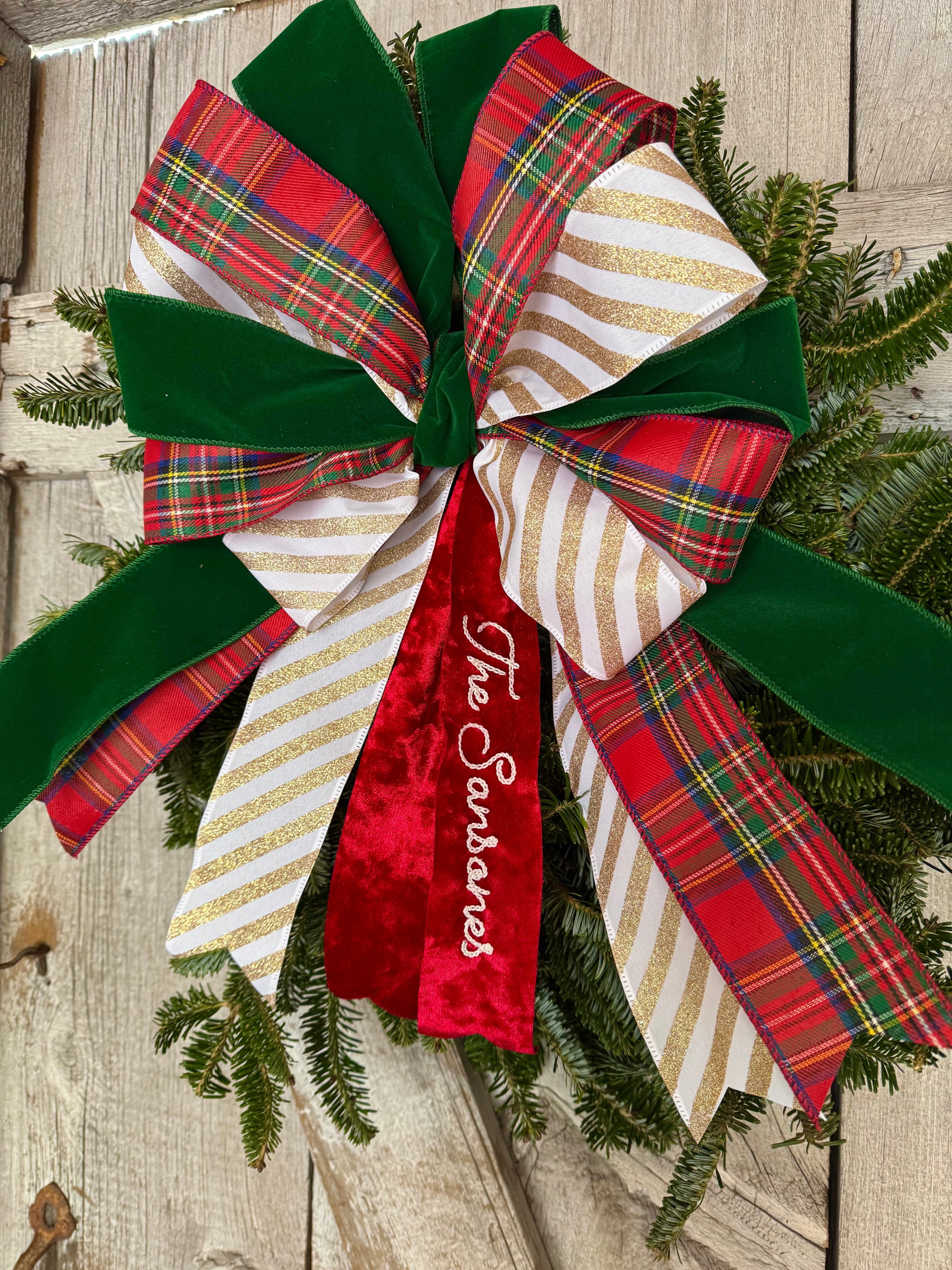 Velvet Stripe Plaid Wreath