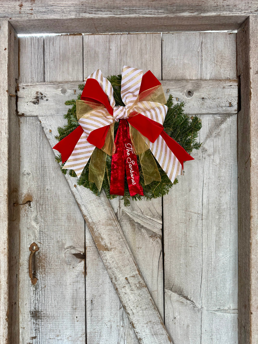 Gold Stripe Velvet Wreath