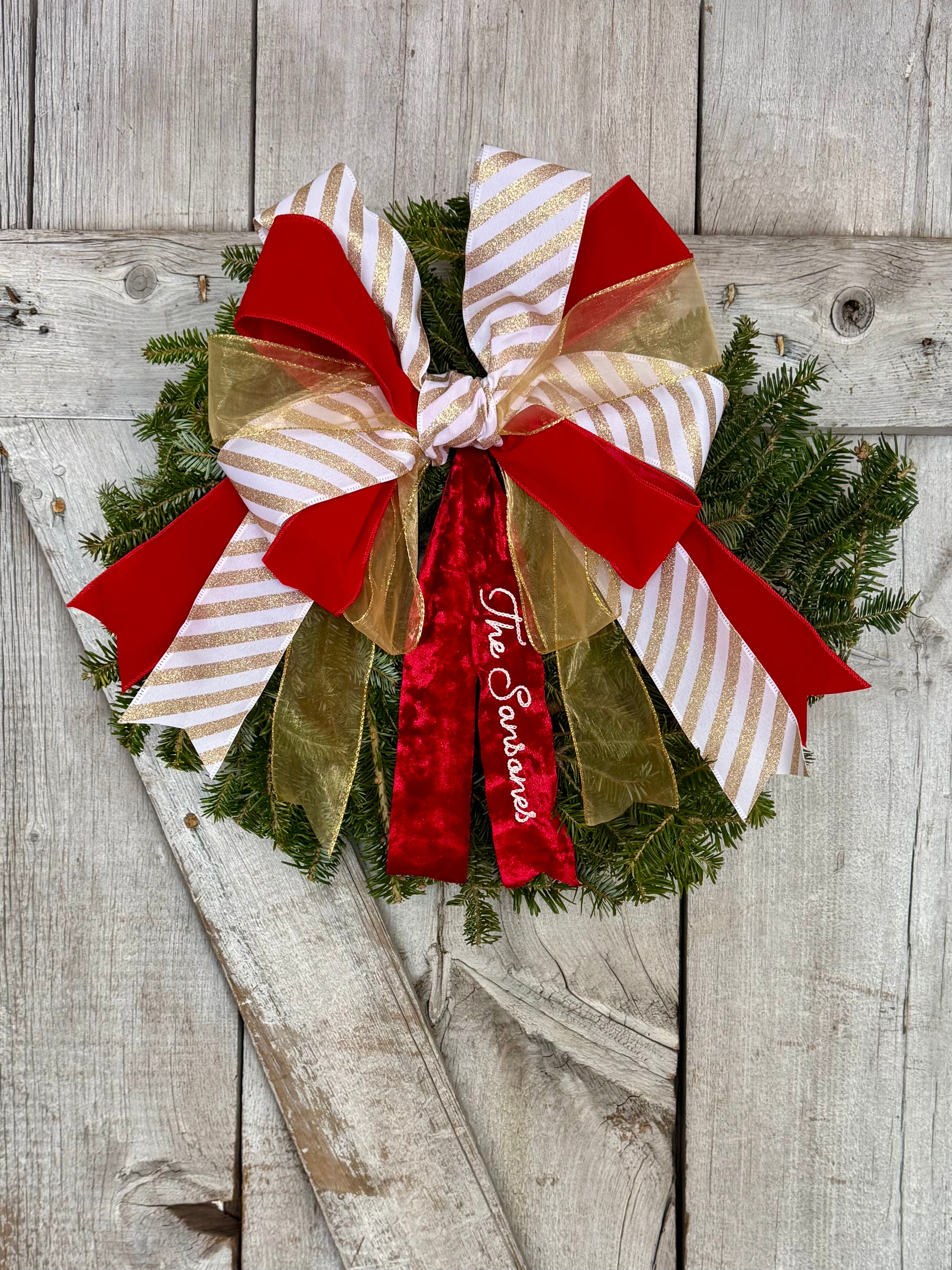 Gold Stripe Velvet Wreath