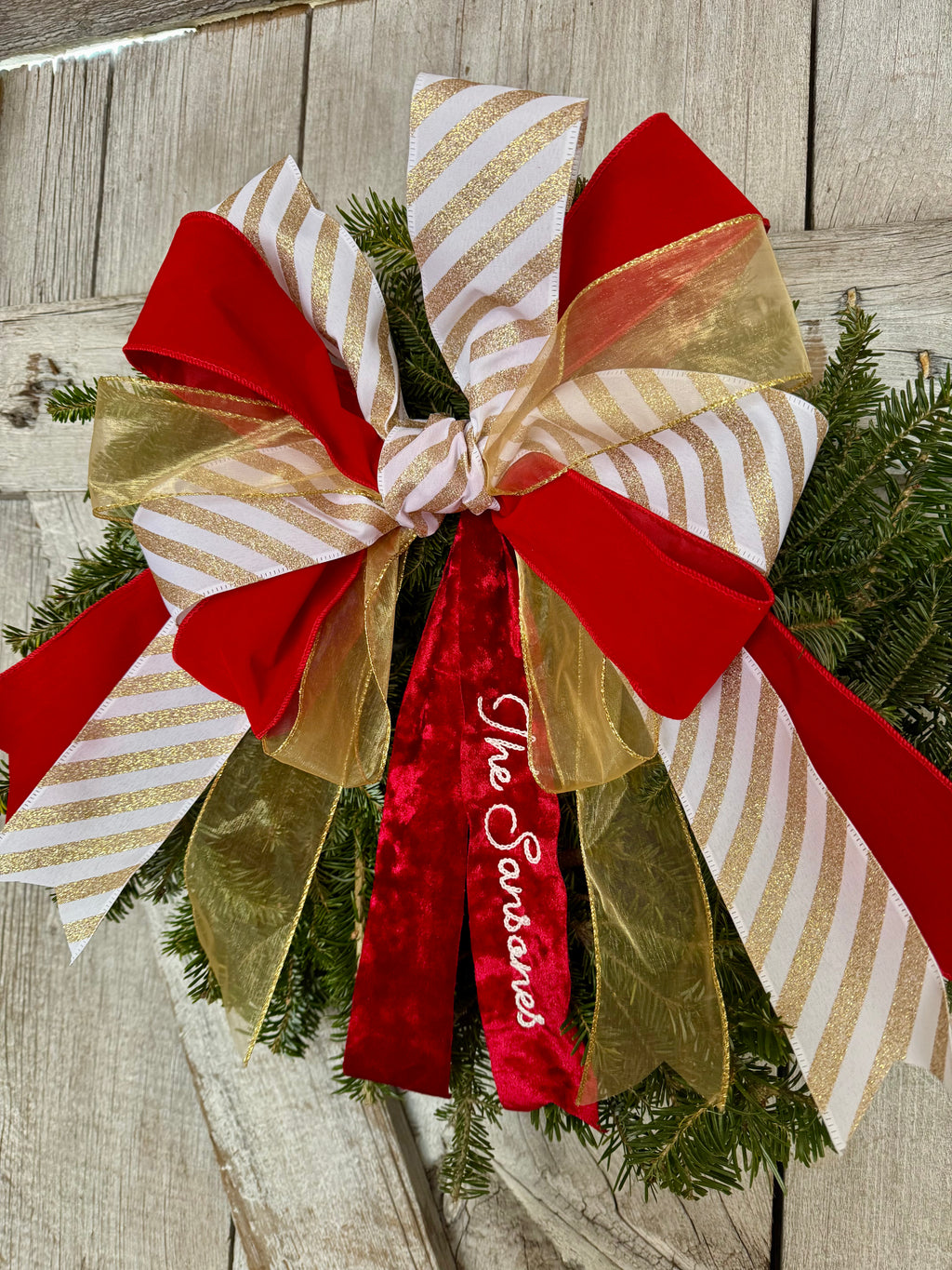Gold Stripe Velvet Wreath