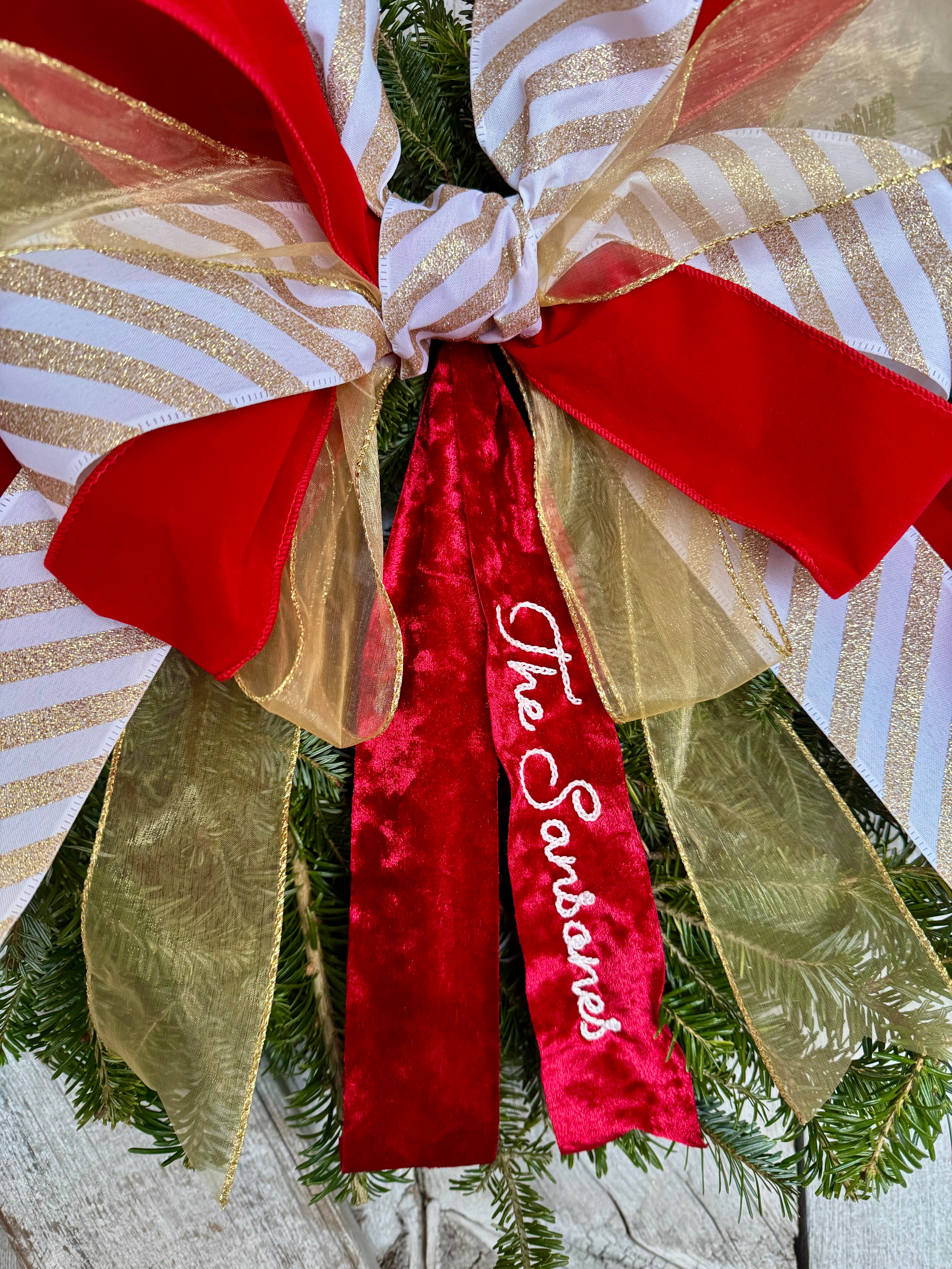 Gold Stripe Velvet Wreath