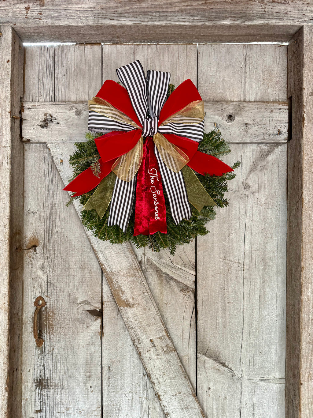 Stripe Velvet Gold Wreath