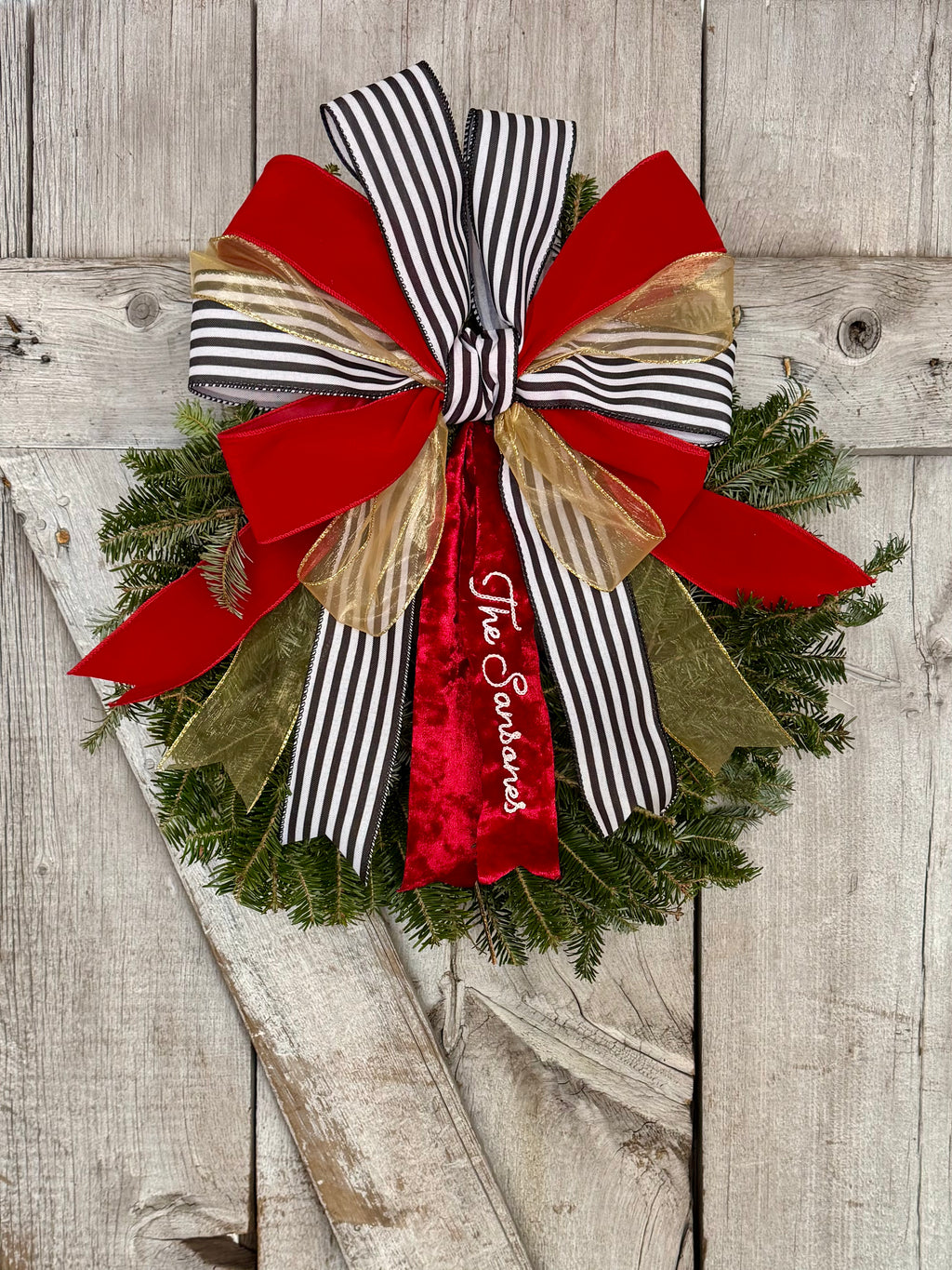 Stripe Velvet Gold Wreath