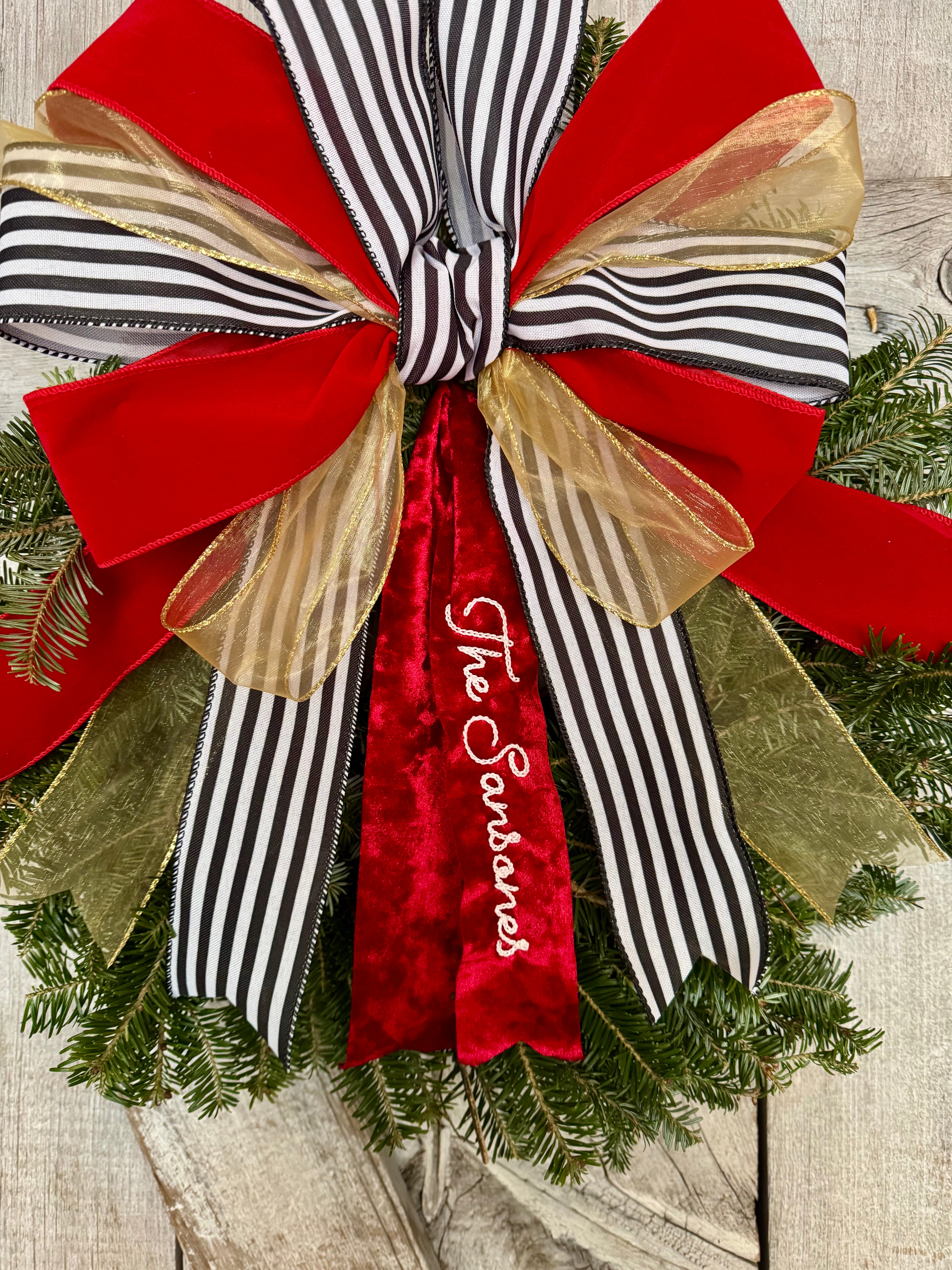 Stripe Velvet Gold Wreath