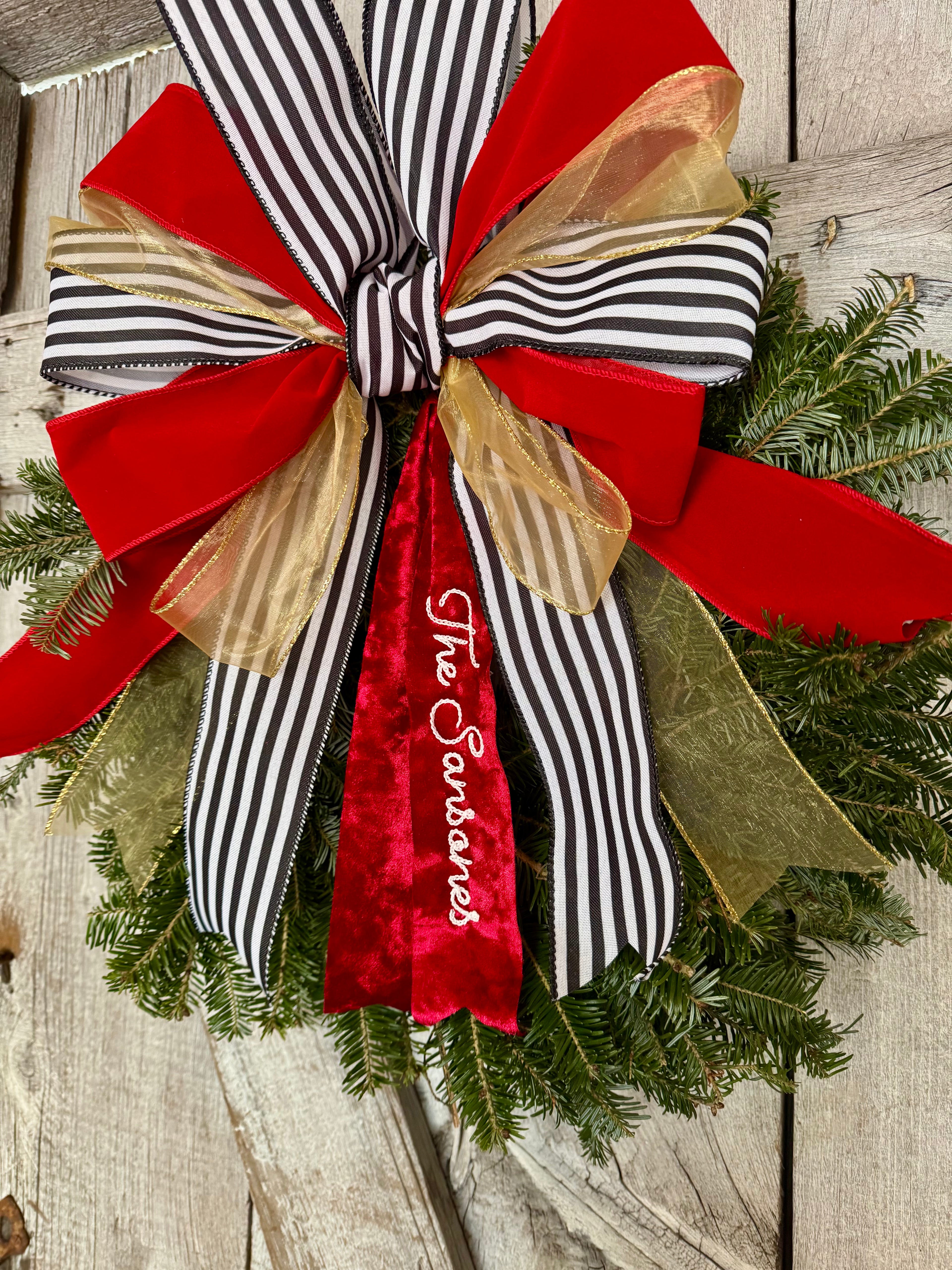 Stripe Velvet Gold Wreath