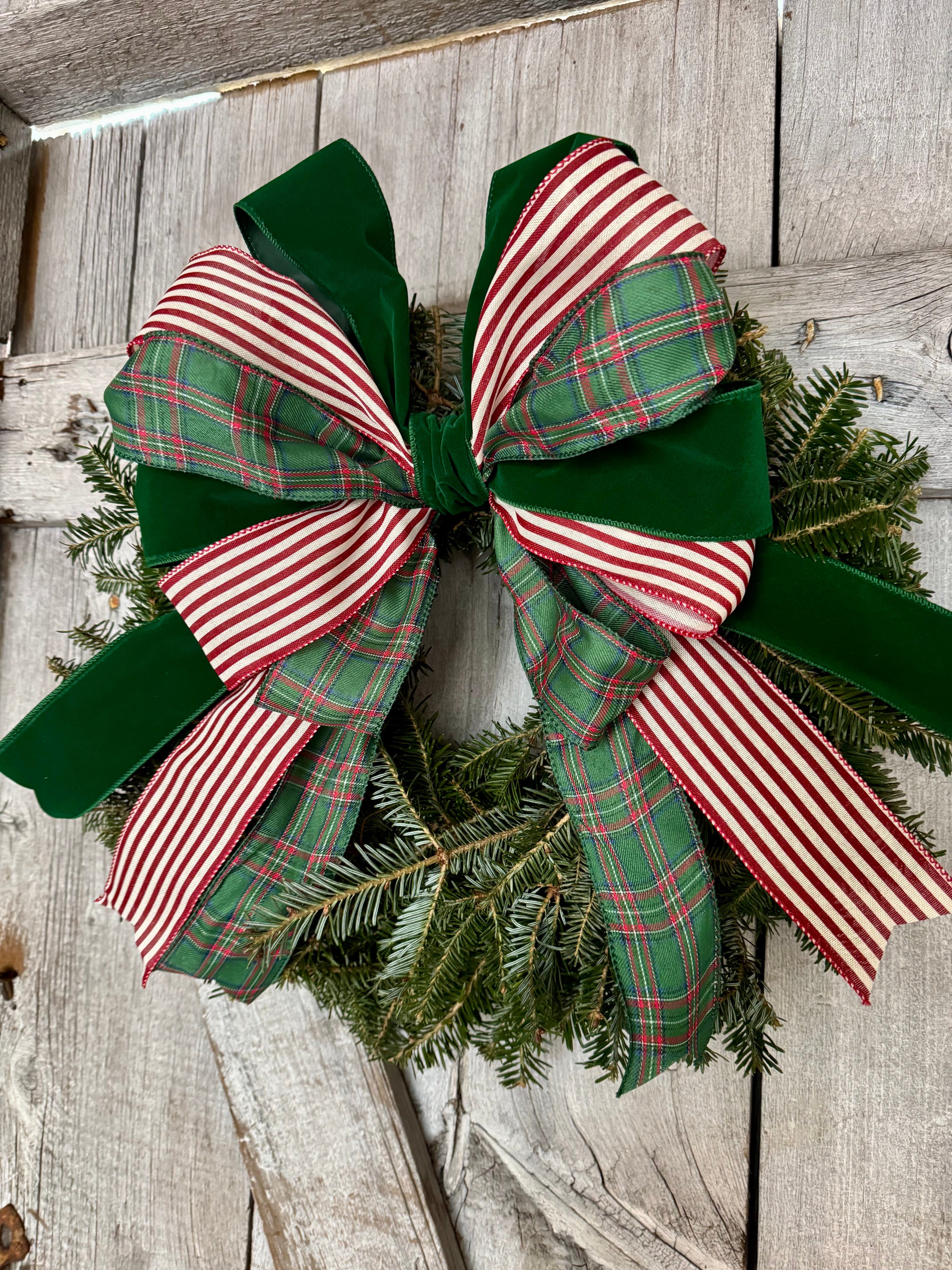 Plaid Velvet Red Stripe Wreath