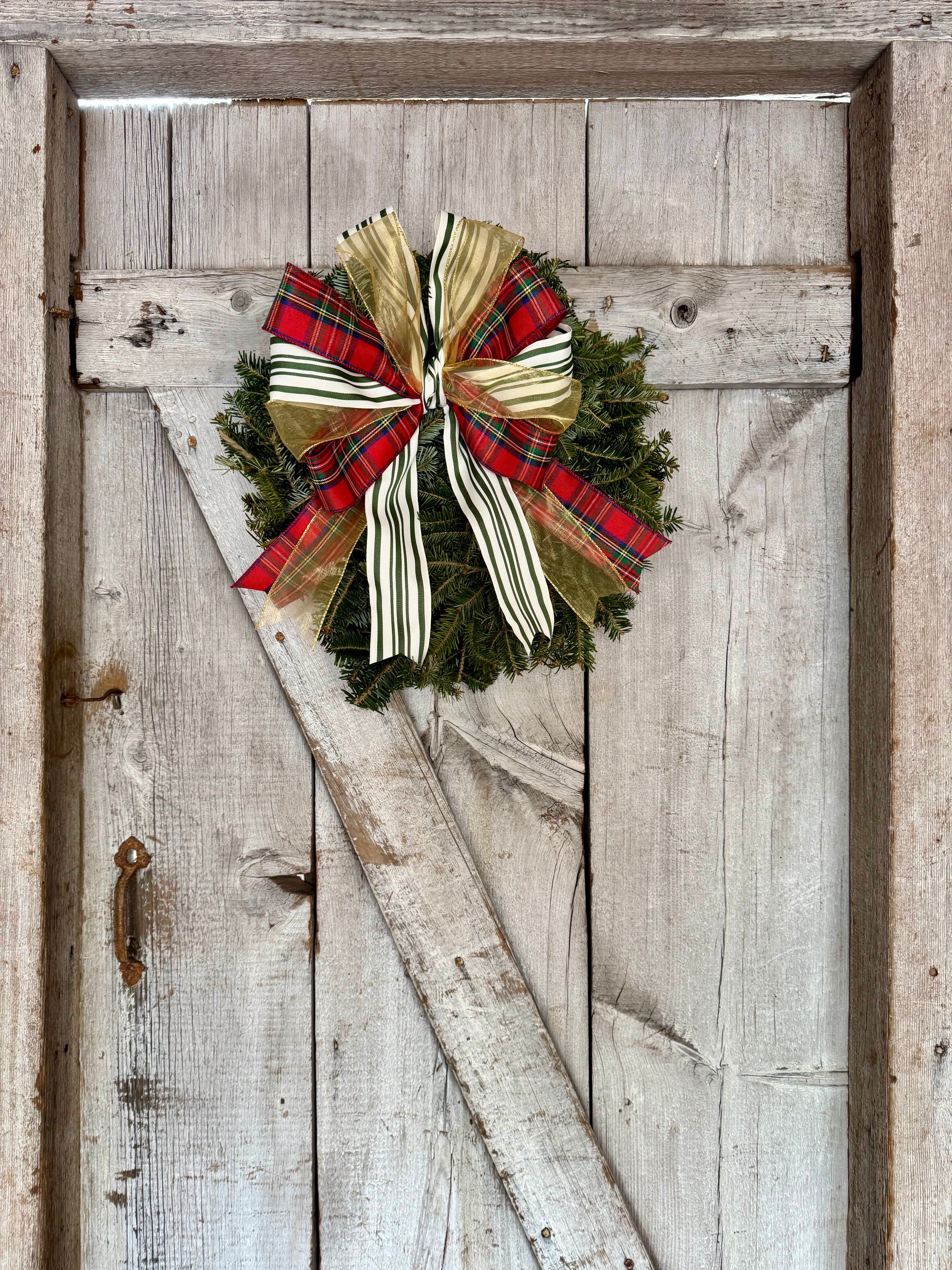 Plaid Gold Green Stripe Wreath
