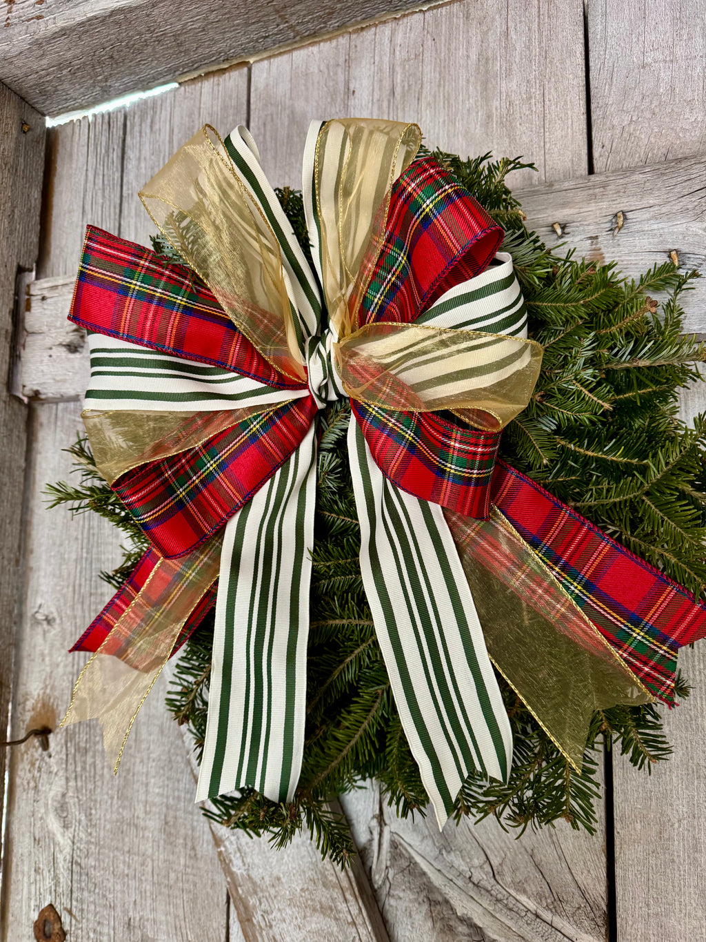 Plaid Gold Green Stripe Wreath