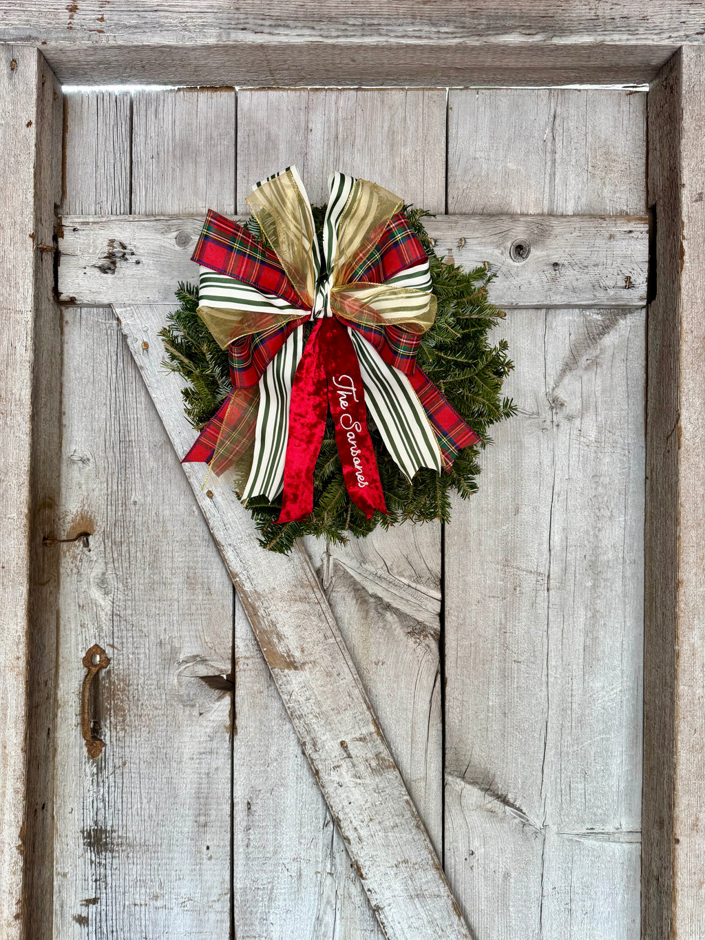 Plaid Gold Green Stripe Wreath