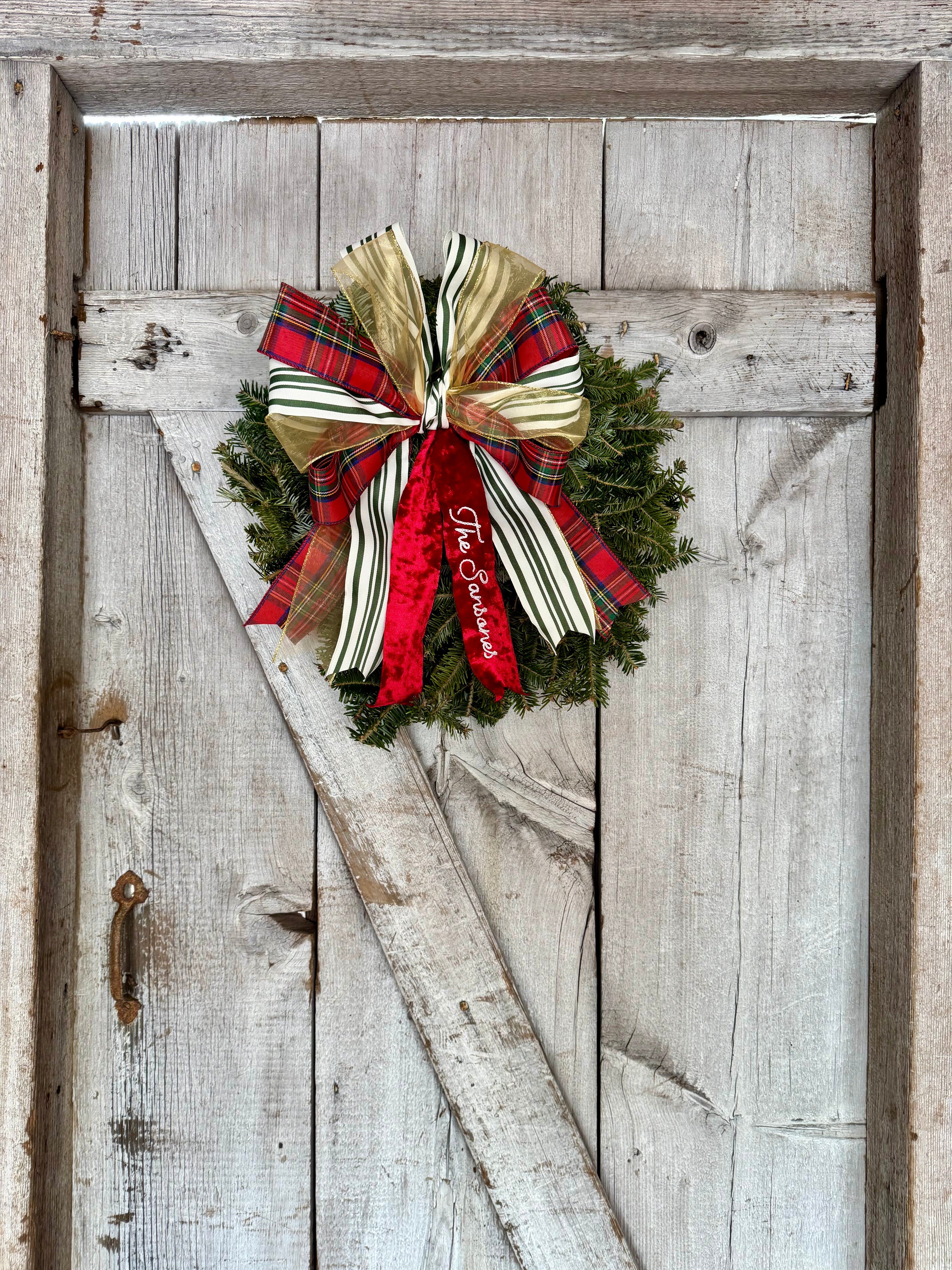 Plaid Gold Green Stripe Wreath