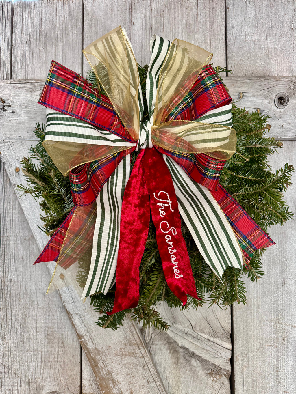 Plaid Gold Green Stripe Wreath