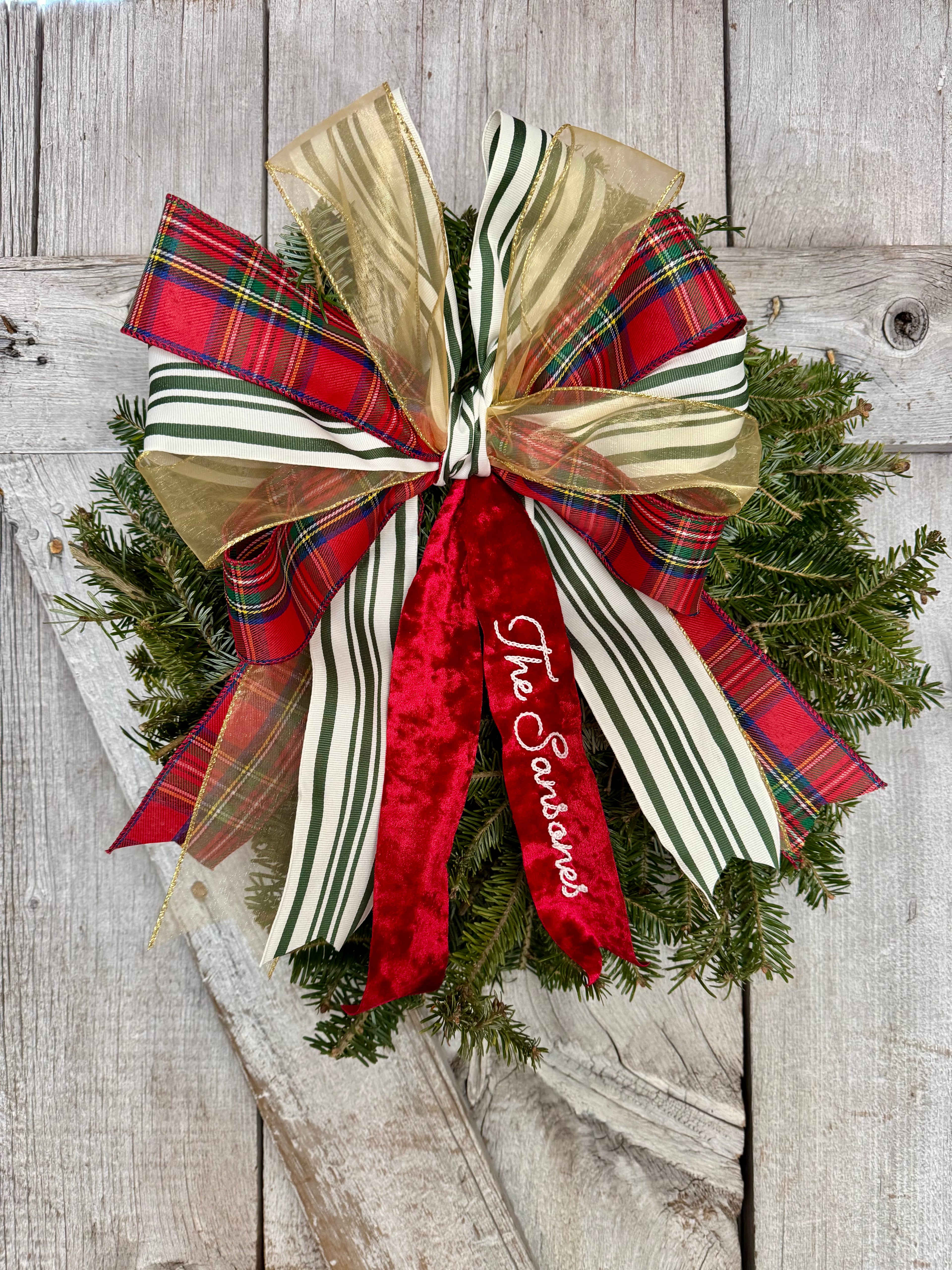 Plaid Gold Green Stripe Wreath