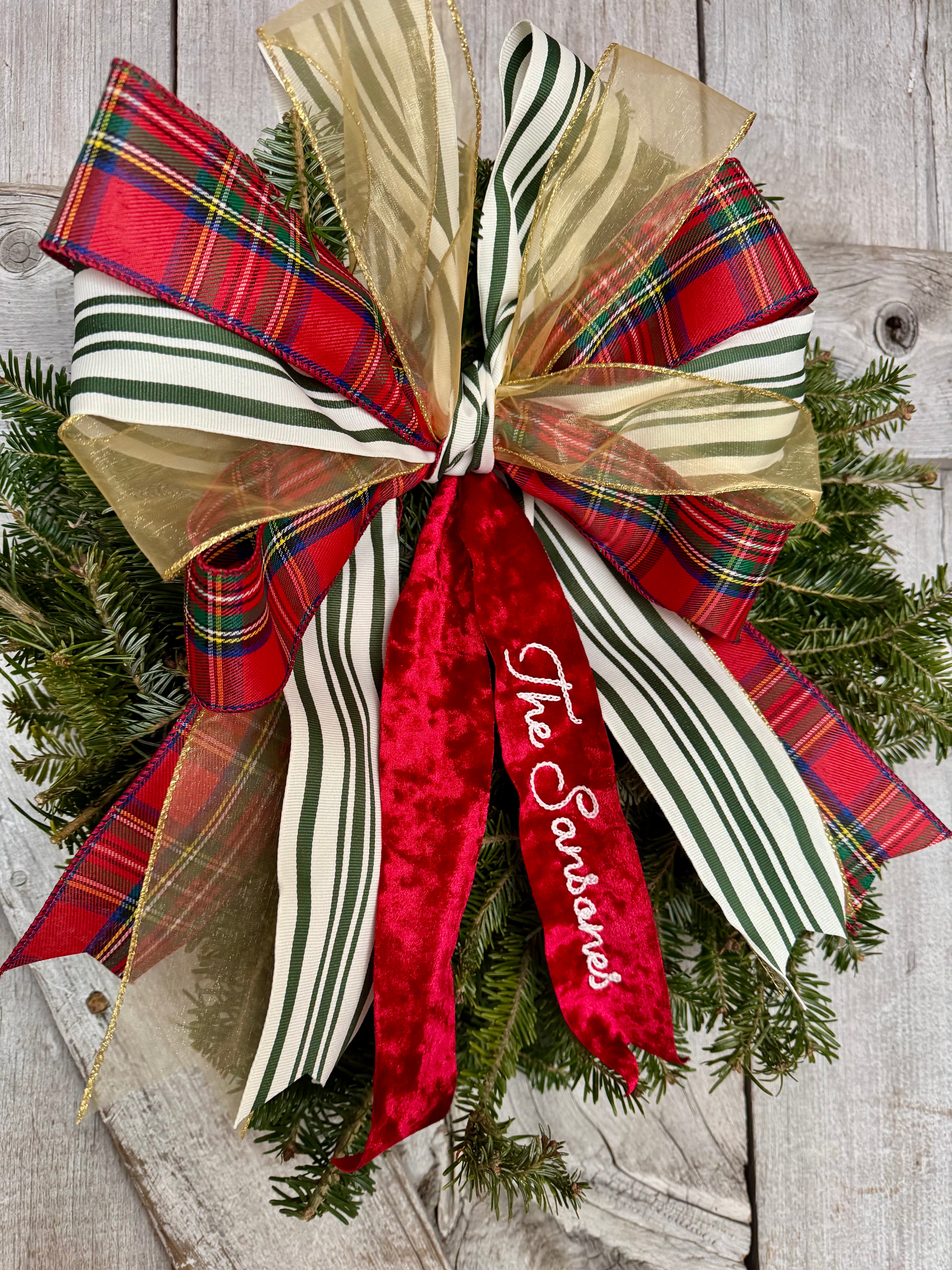 Plaid Gold Green Stripe Wreath