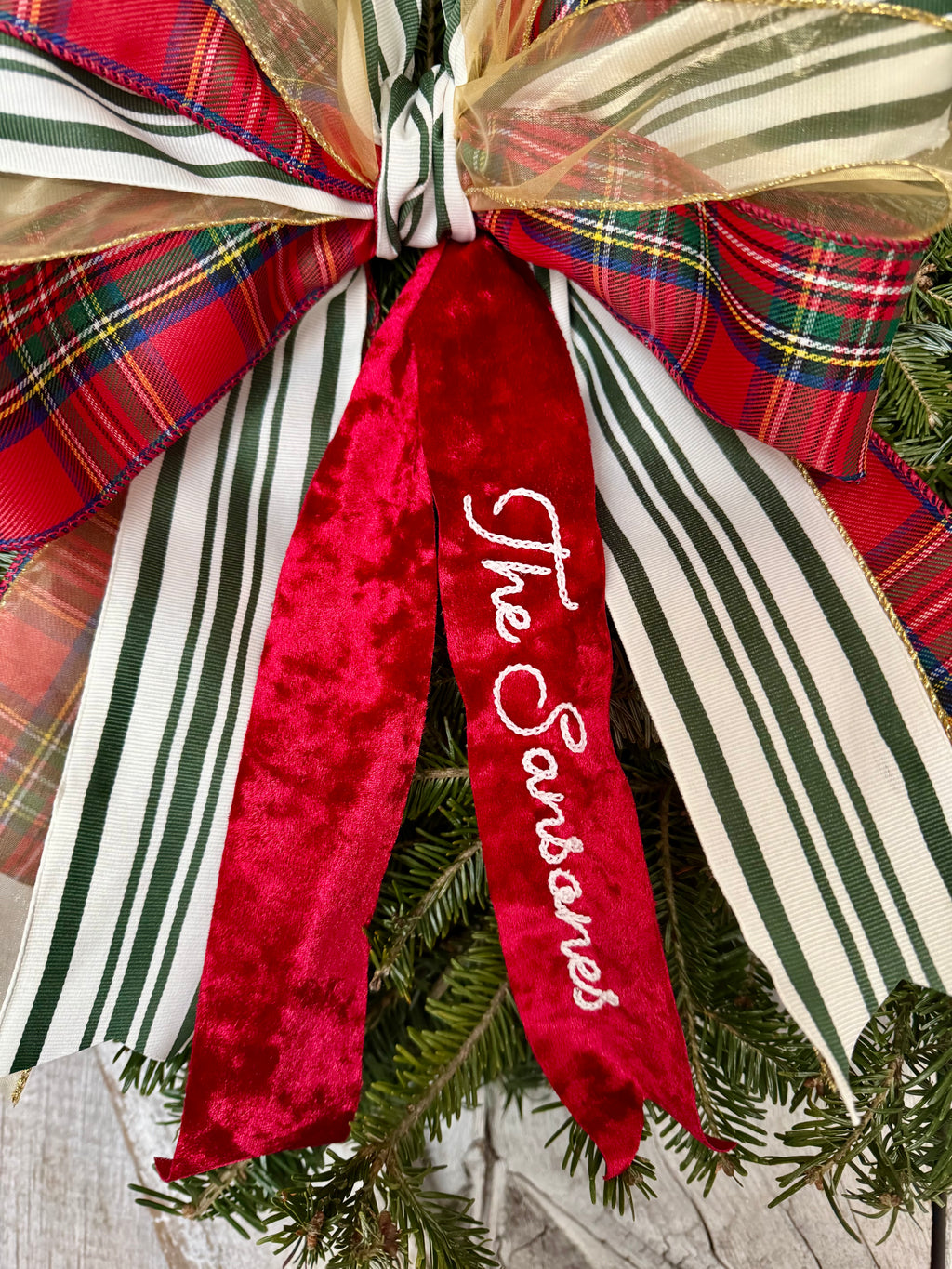 Plaid Gold Green Stripe Wreath