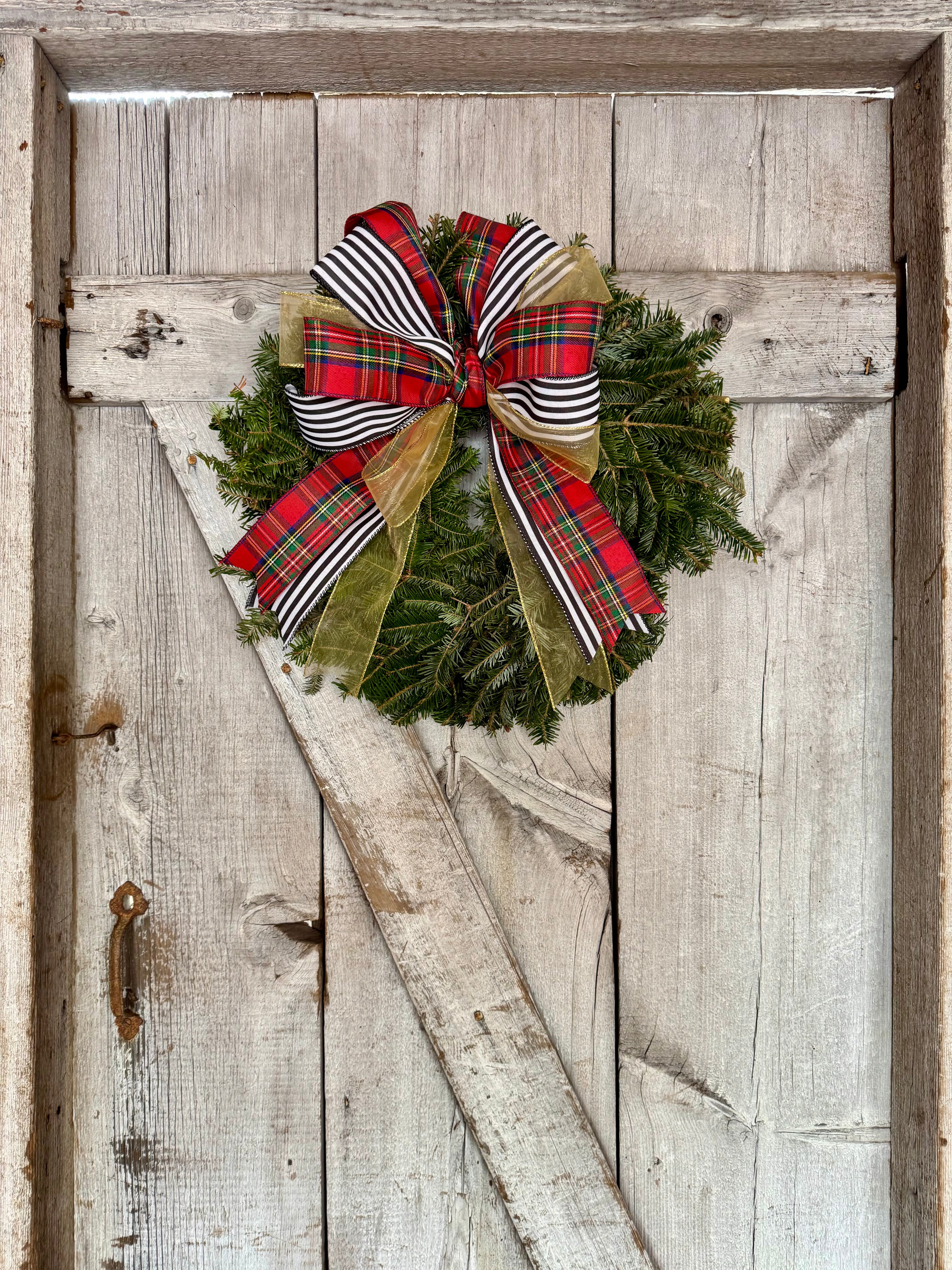 Plaid Gold Black Stripe Wreath