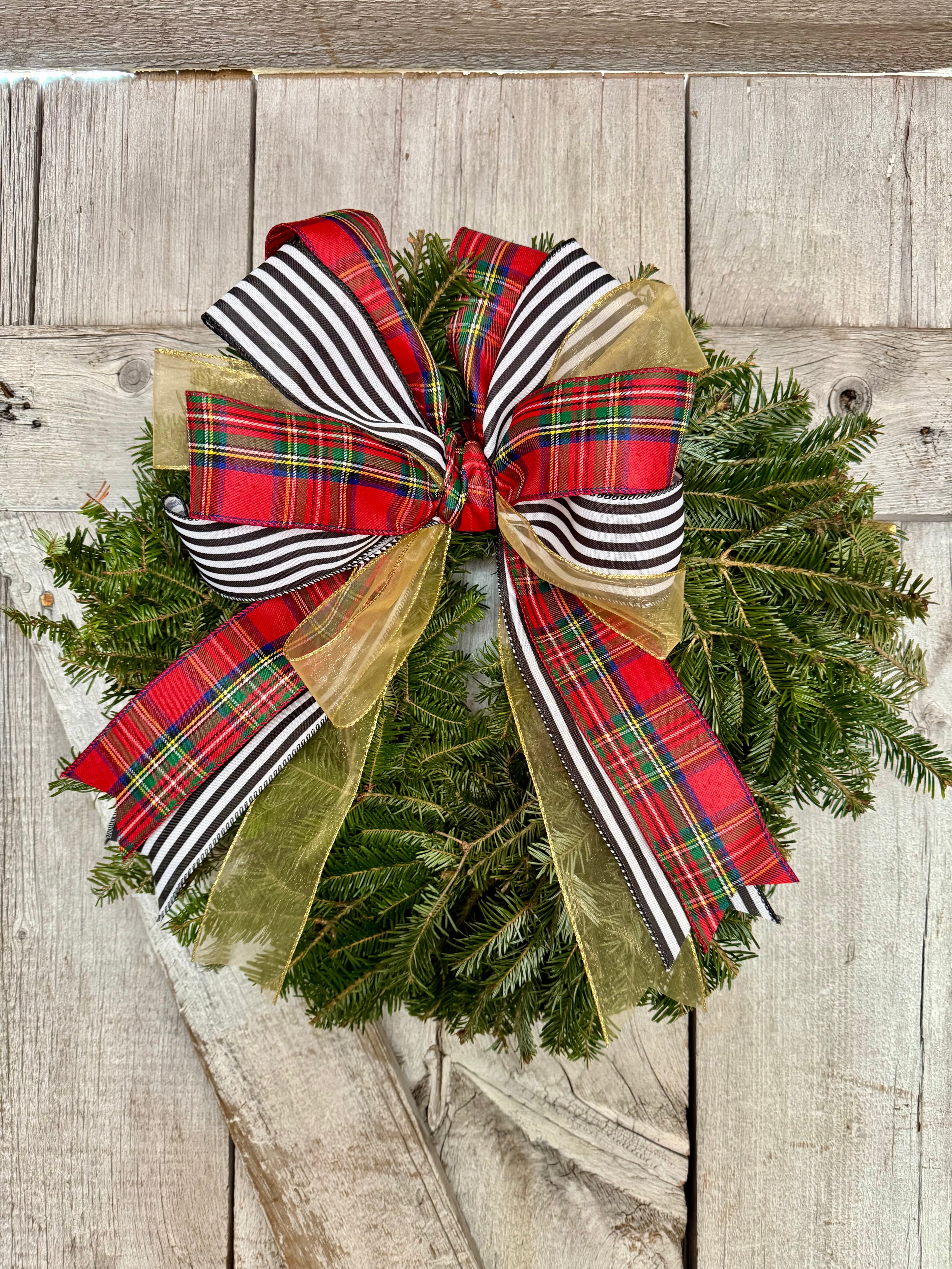 Plaid Gold Black Stripe Wreath