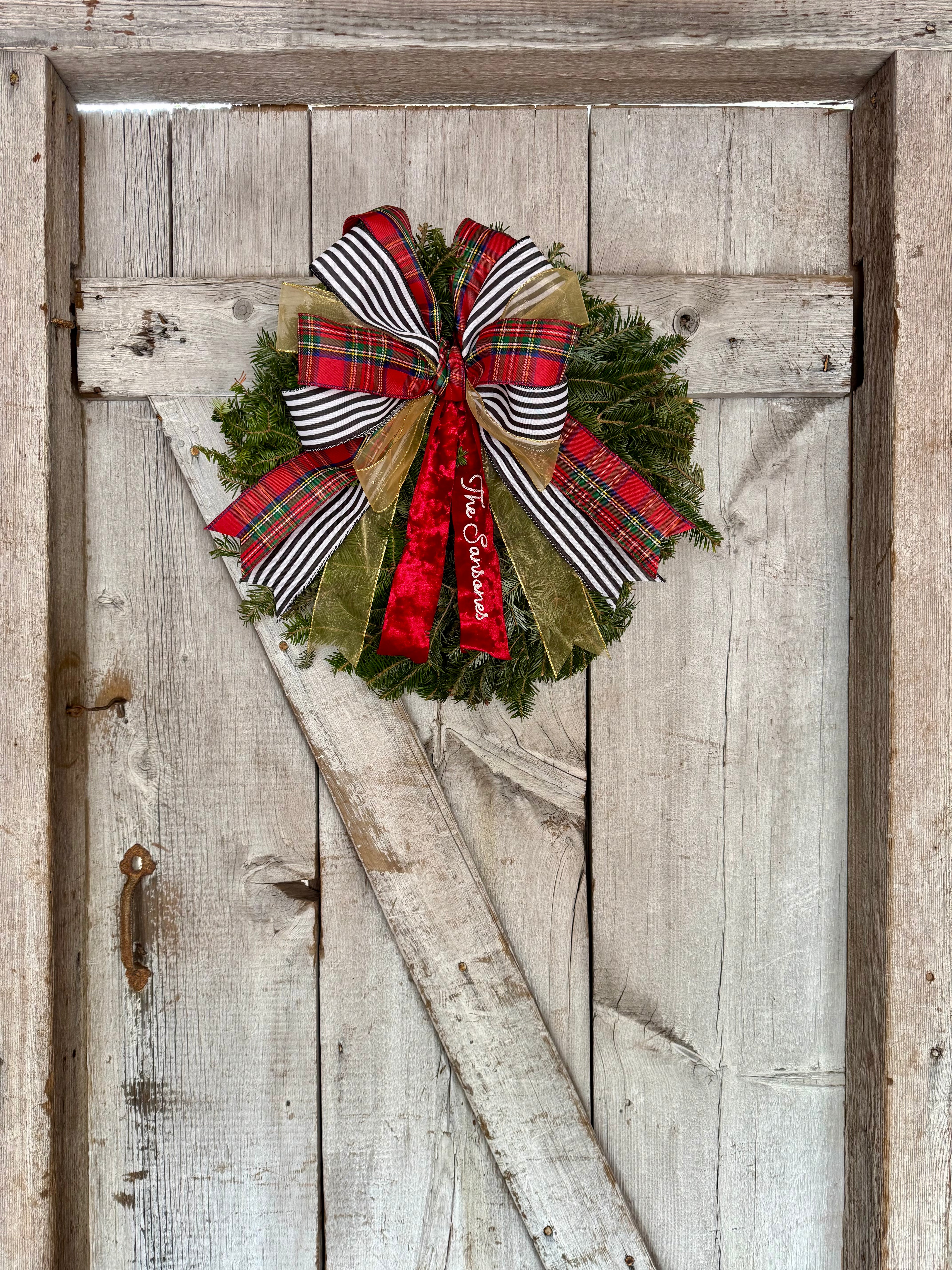 Plaid Gold Black Stripe Wreath
