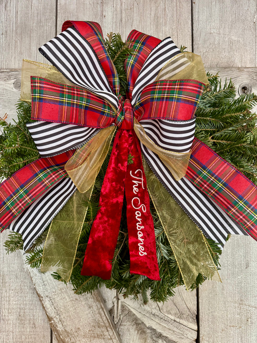 Plaid Gold Black Stripe Wreath