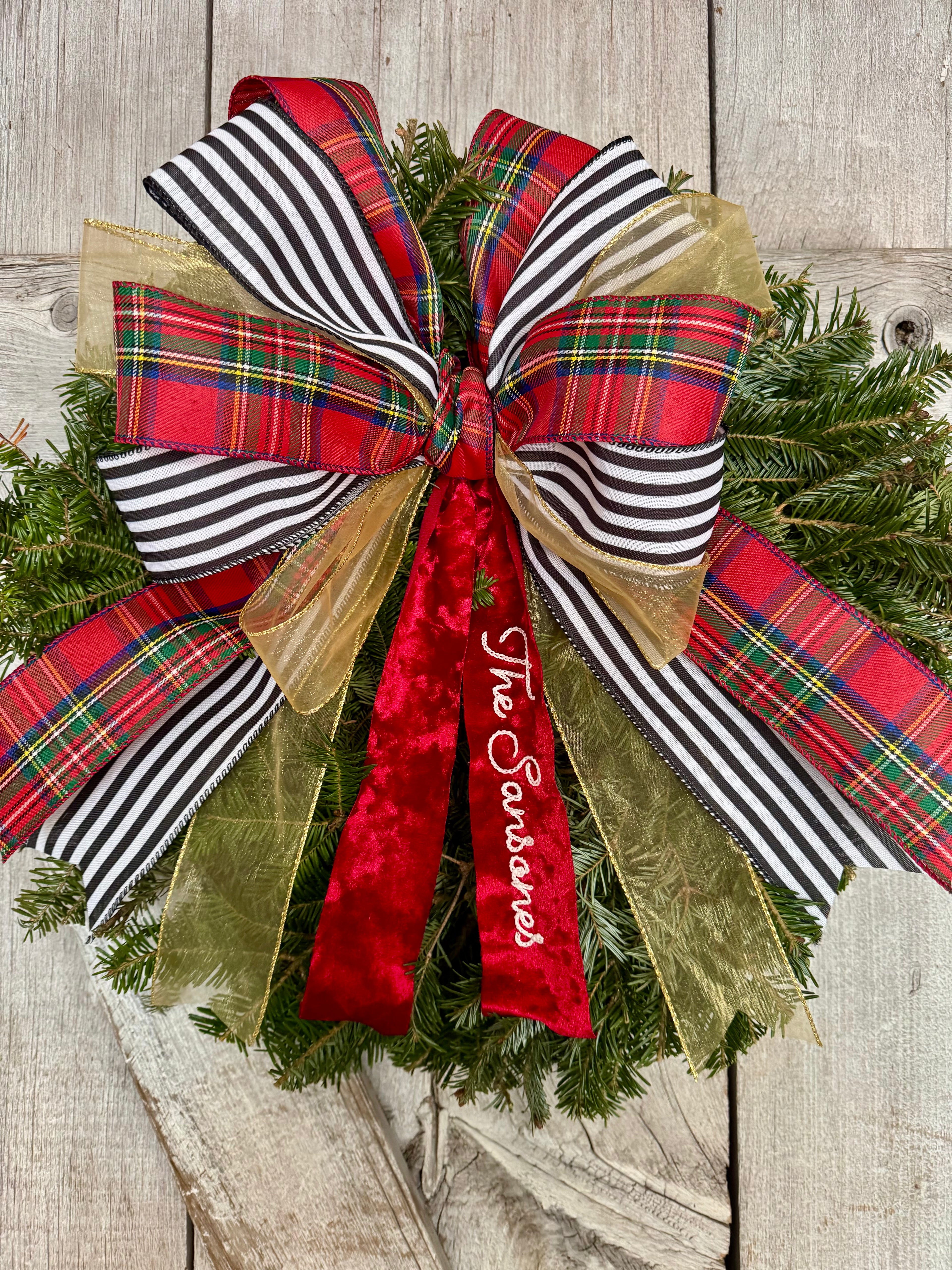 Plaid Gold Black Stripe Wreath
