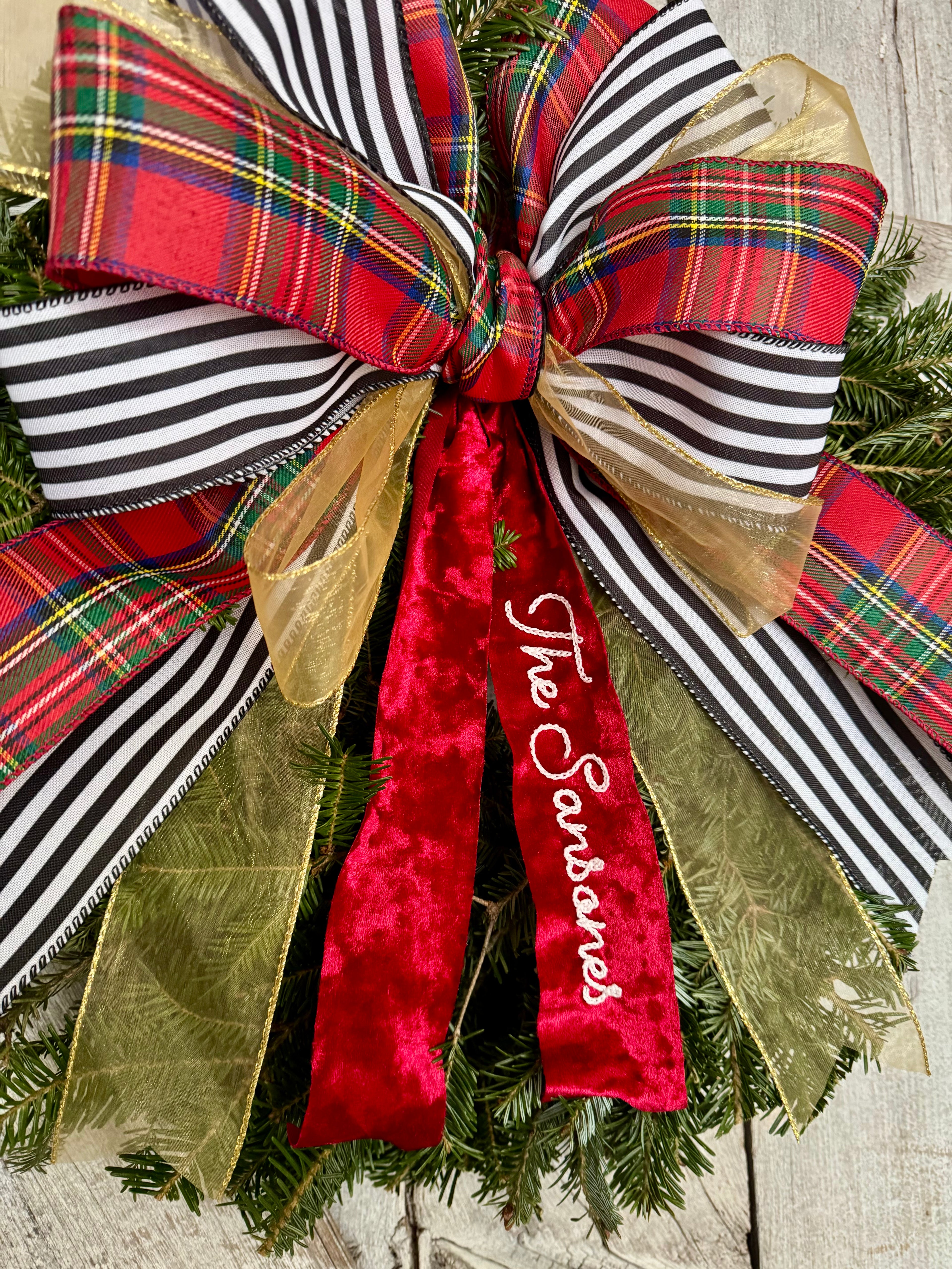 Plaid Gold Black Stripe Wreath