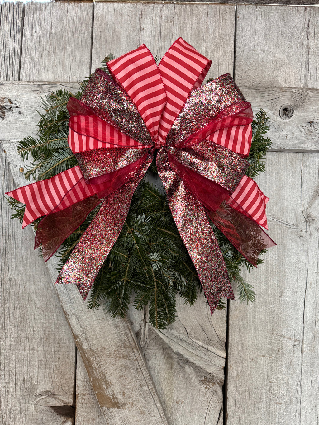 Red Glitter Stripe Wreath