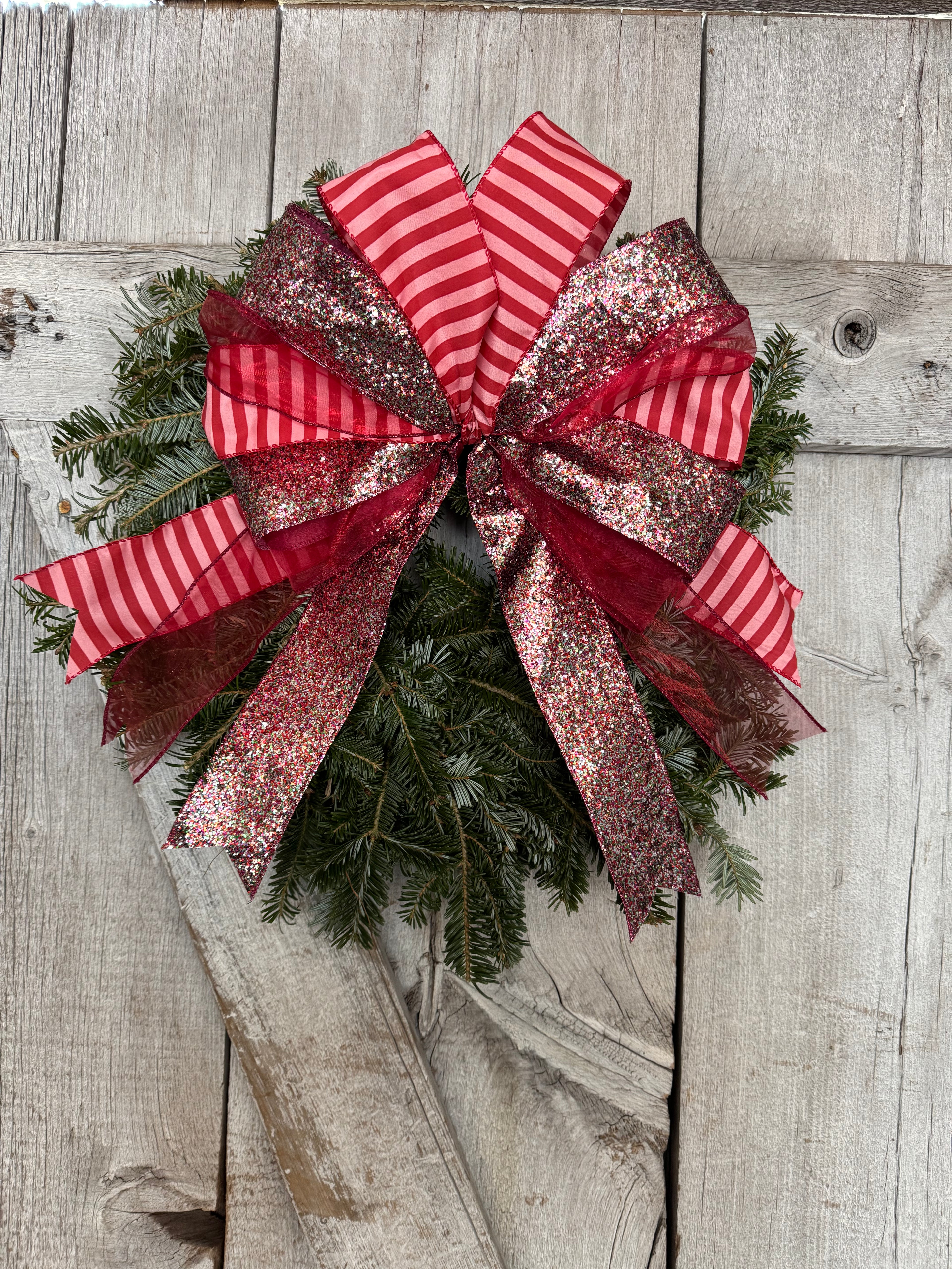 Red Glitter Stripe Wreath