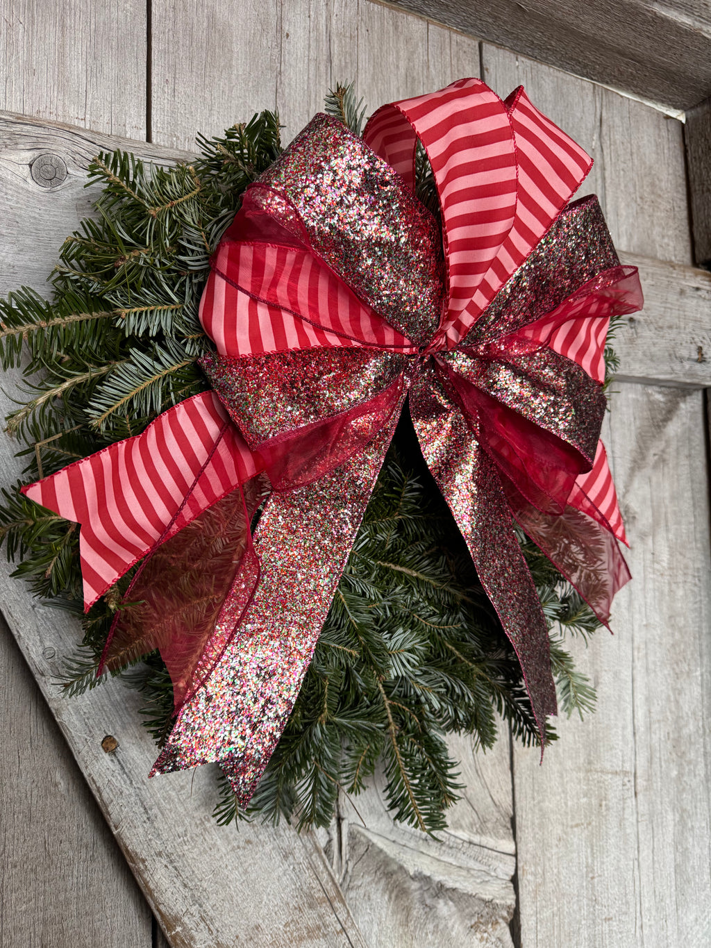 Red Glitter Stripe Wreath