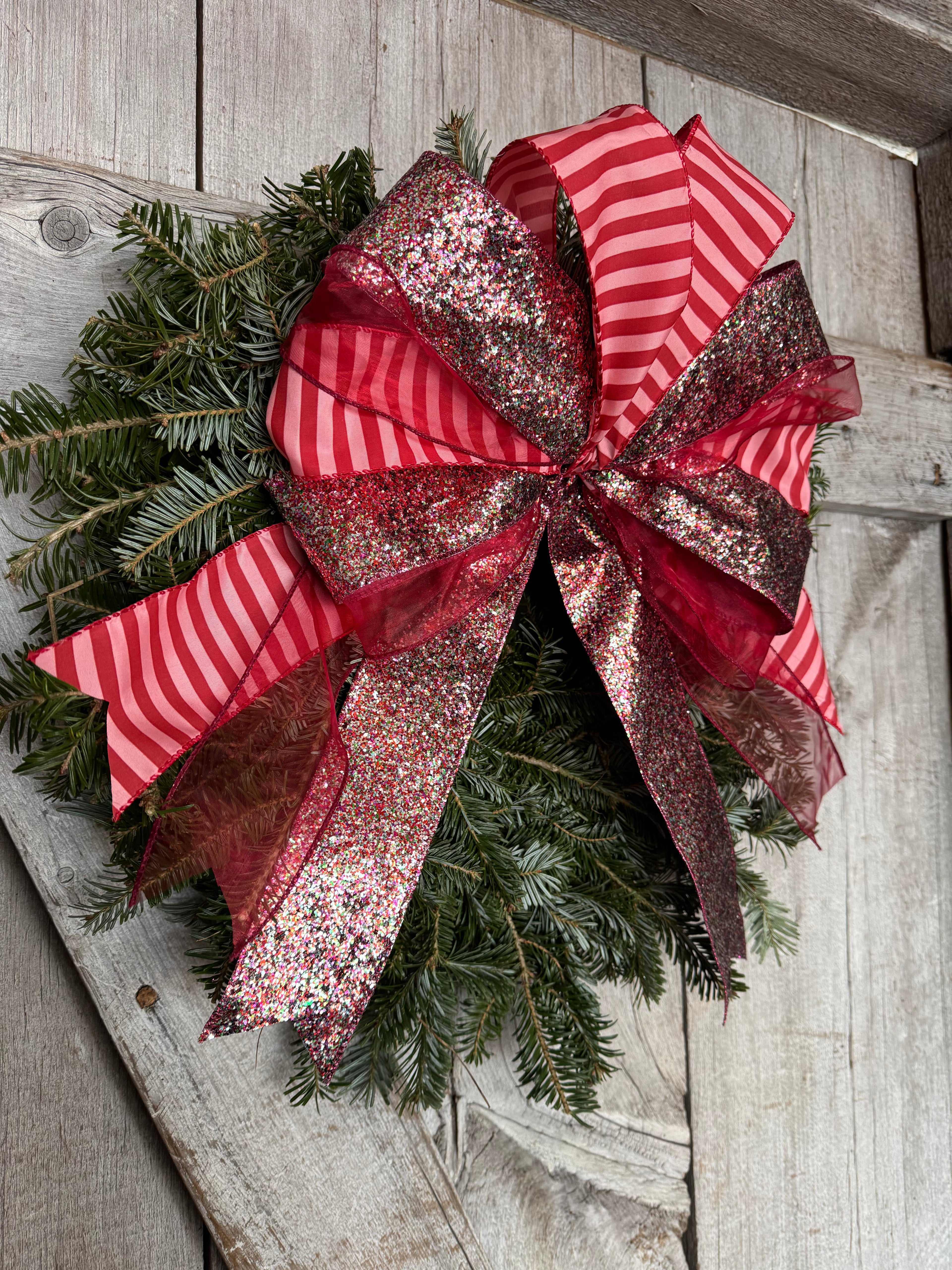 Red Glitter Stripe Wreath
