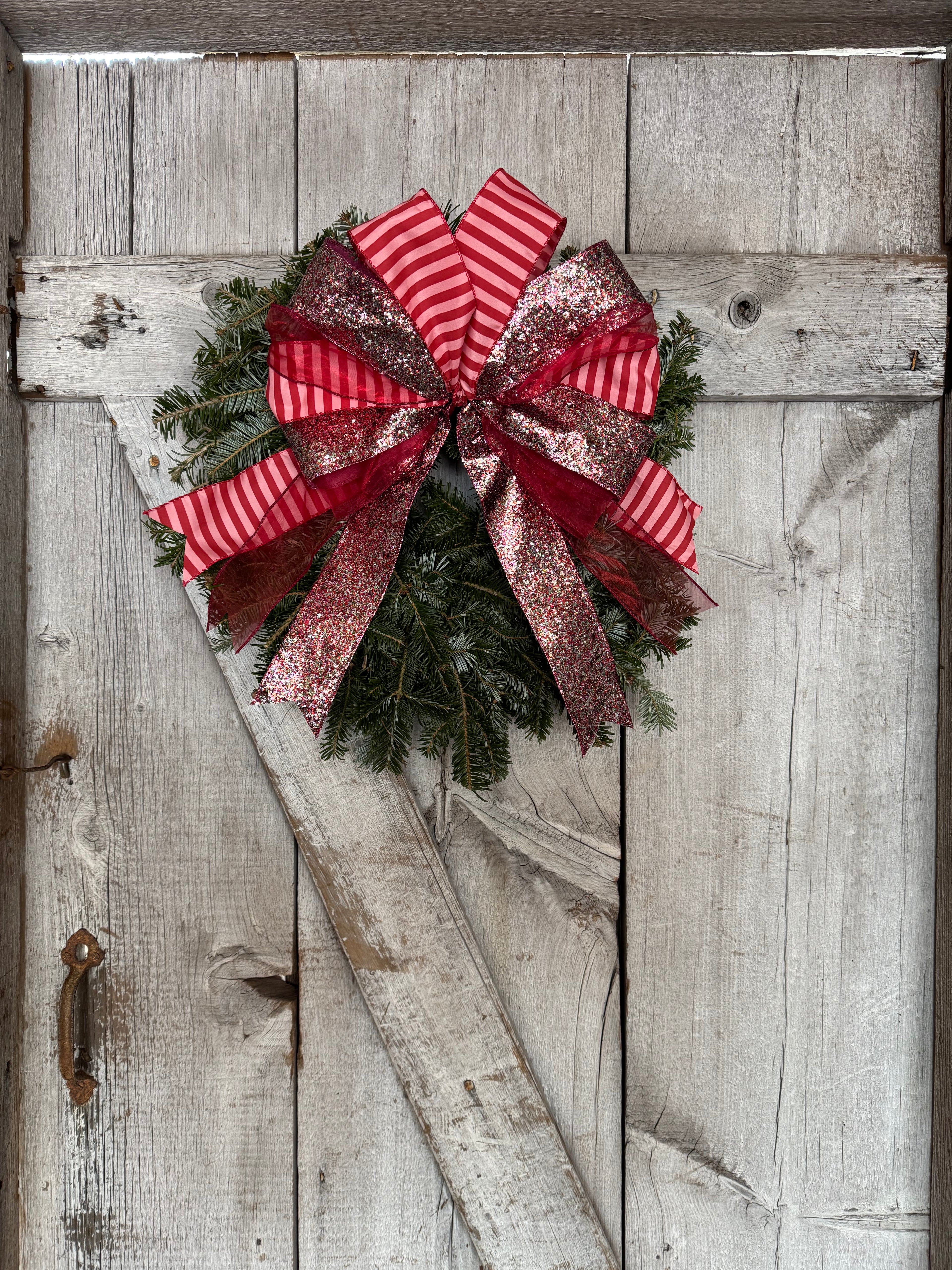 Red Glitter Stripe Wreath
