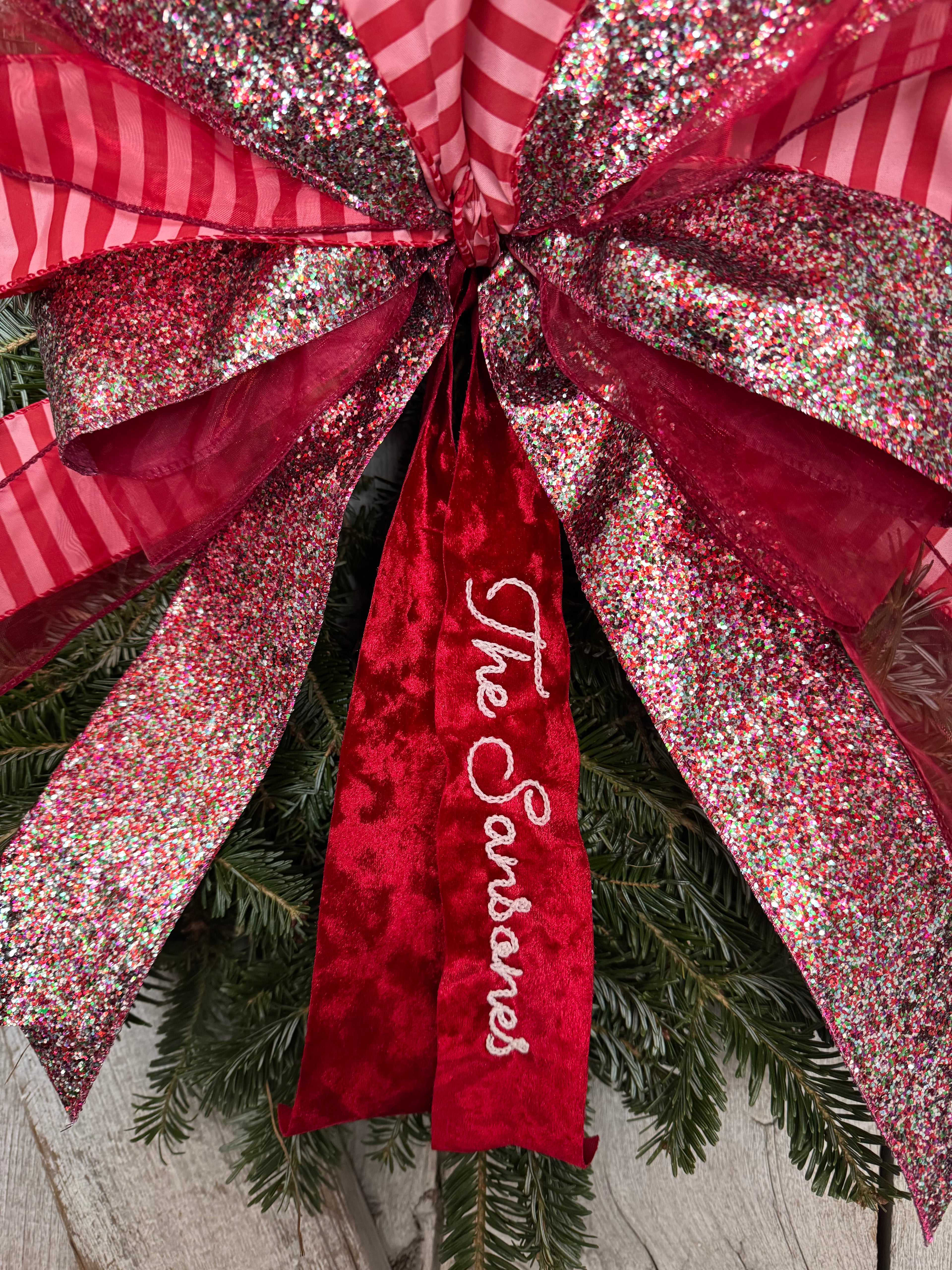 Red Glitter Stripe Wreath