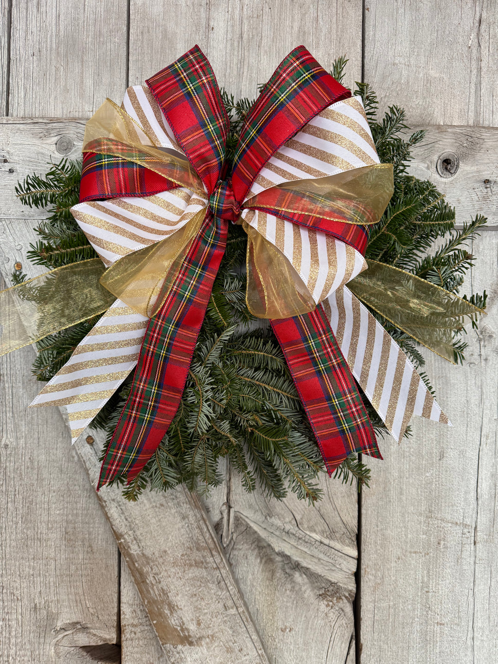 Stripe Plaid Gold Wreath