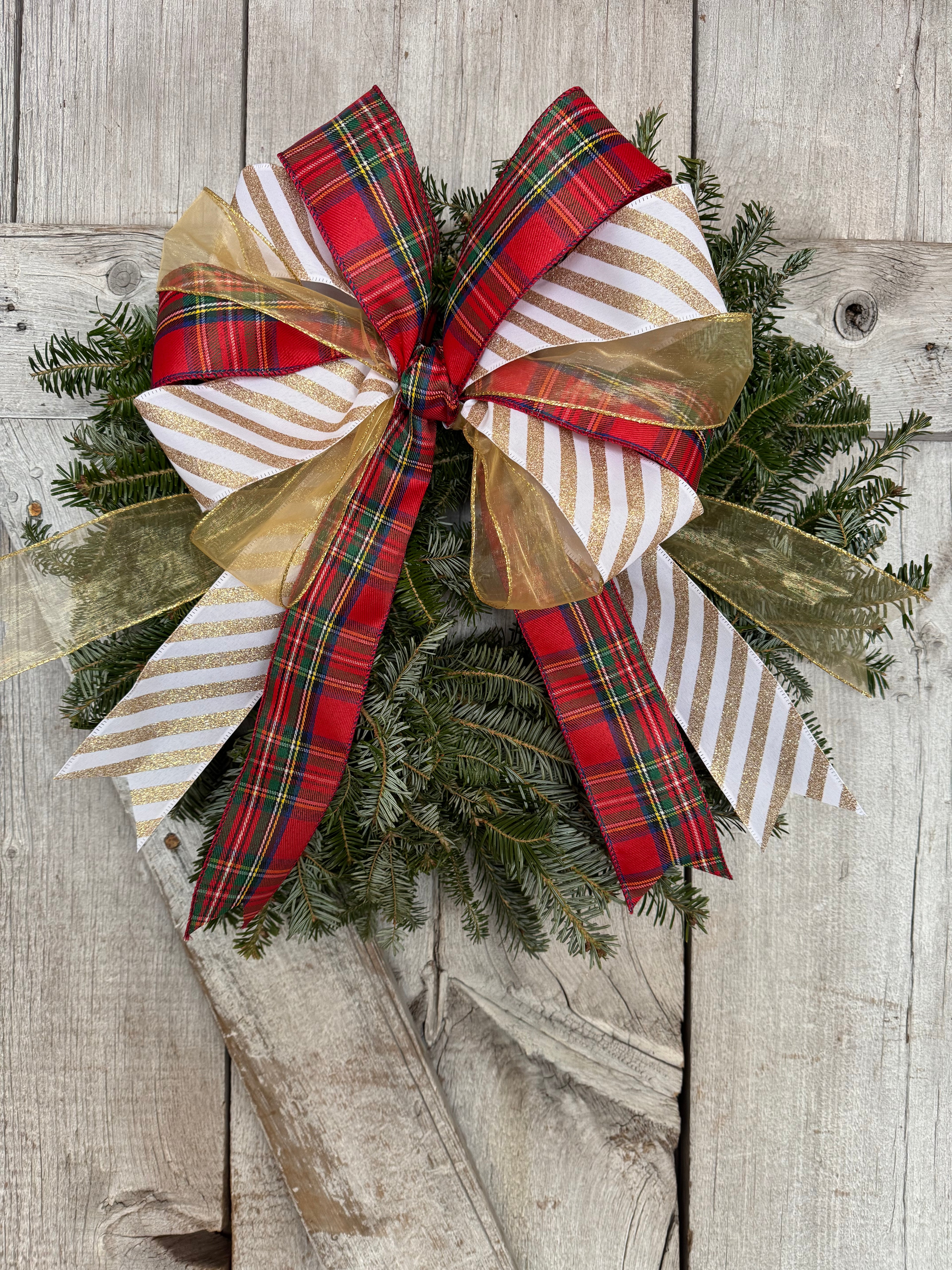Stripe Plaid Gold Wreath
