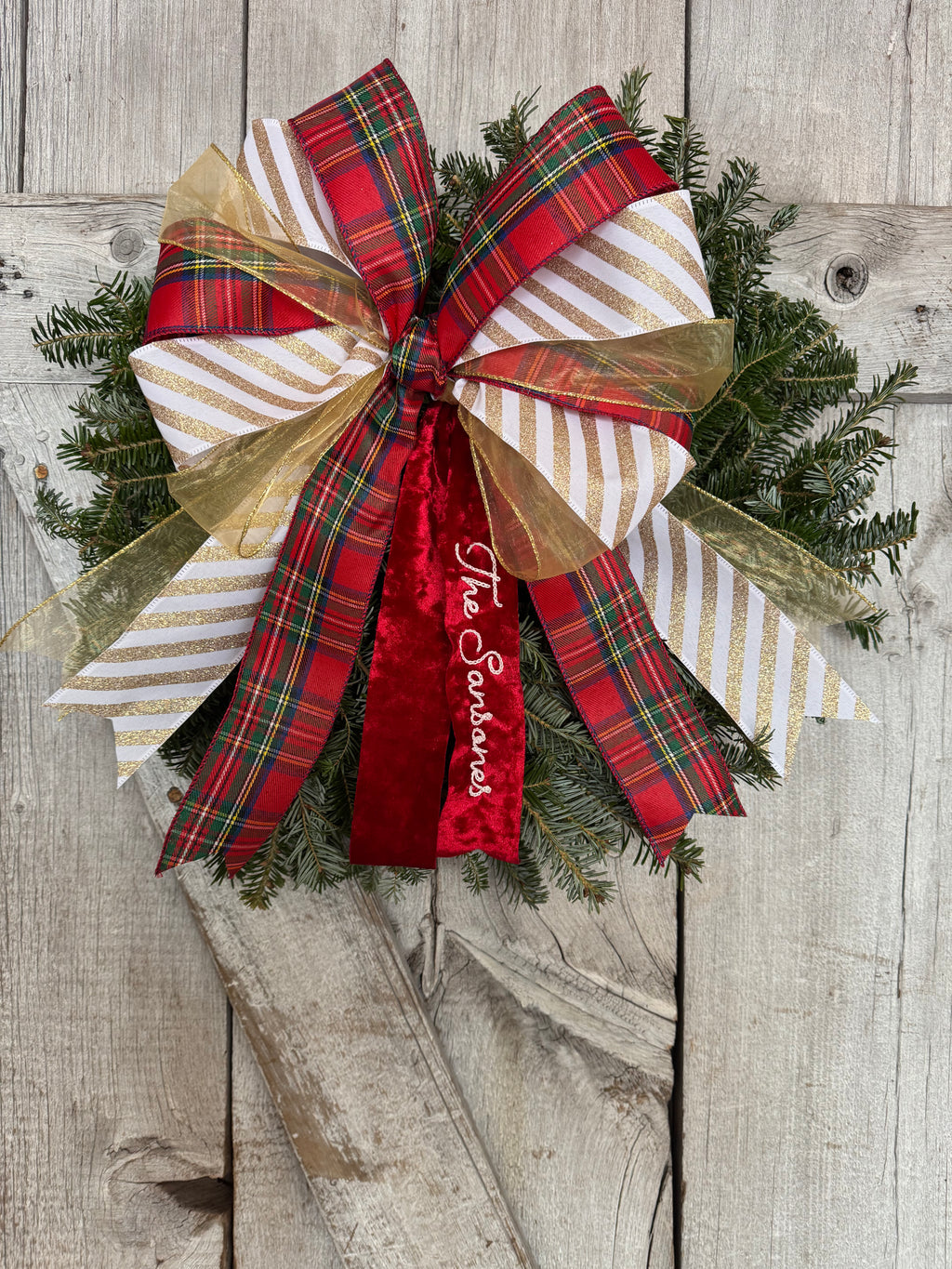 Stripe Plaid Gold Wreath